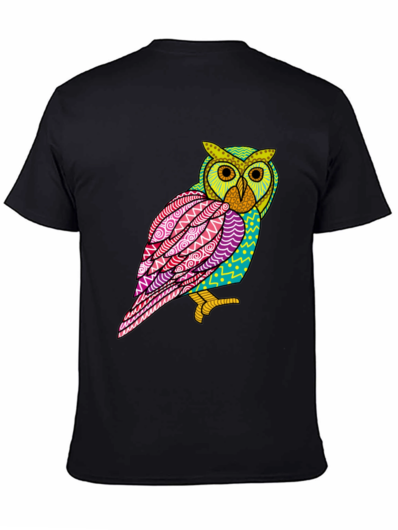 Abstract Owl Graphic Tee - Mens Black T-Shirt