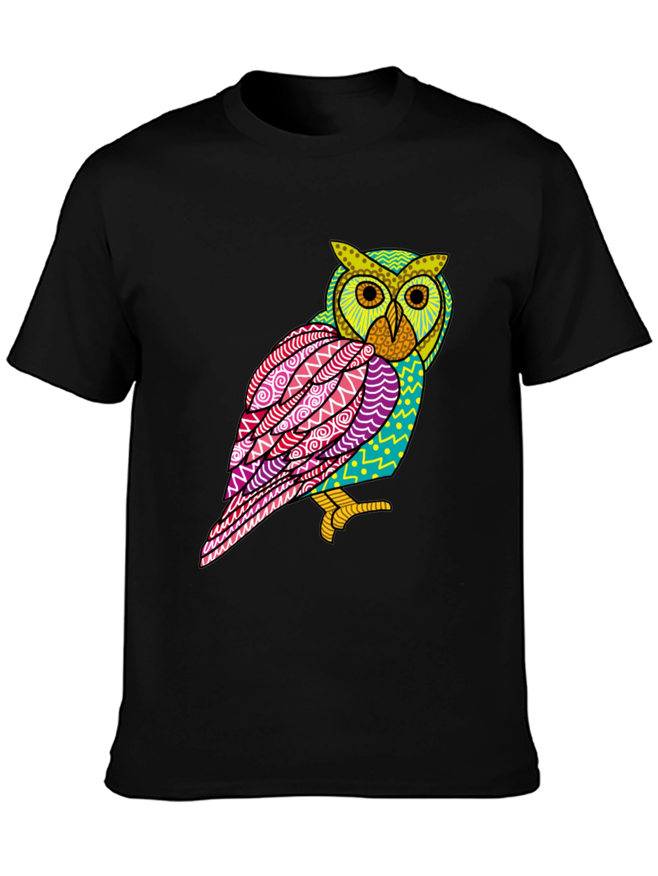 Abstract Owl Graphic Tee - Mens Black T-Shirt