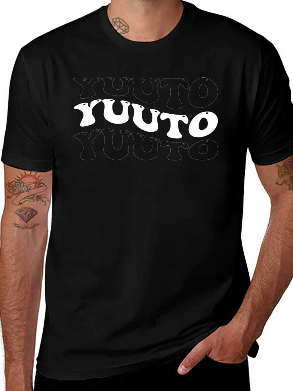 Retro Yuuto Graphic Black T-Shirt