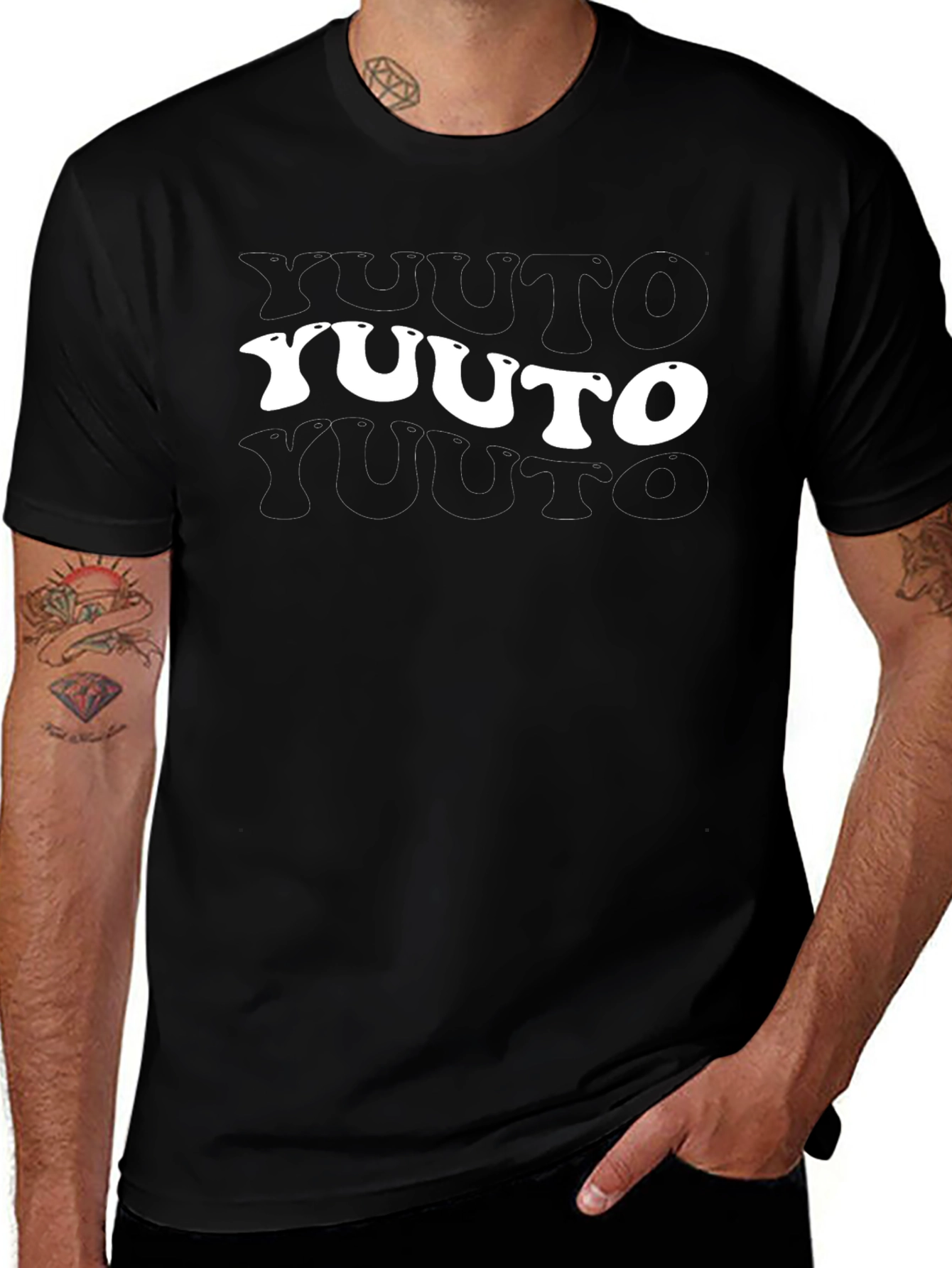 Retro Yuuto Graphic Black T-Shirt