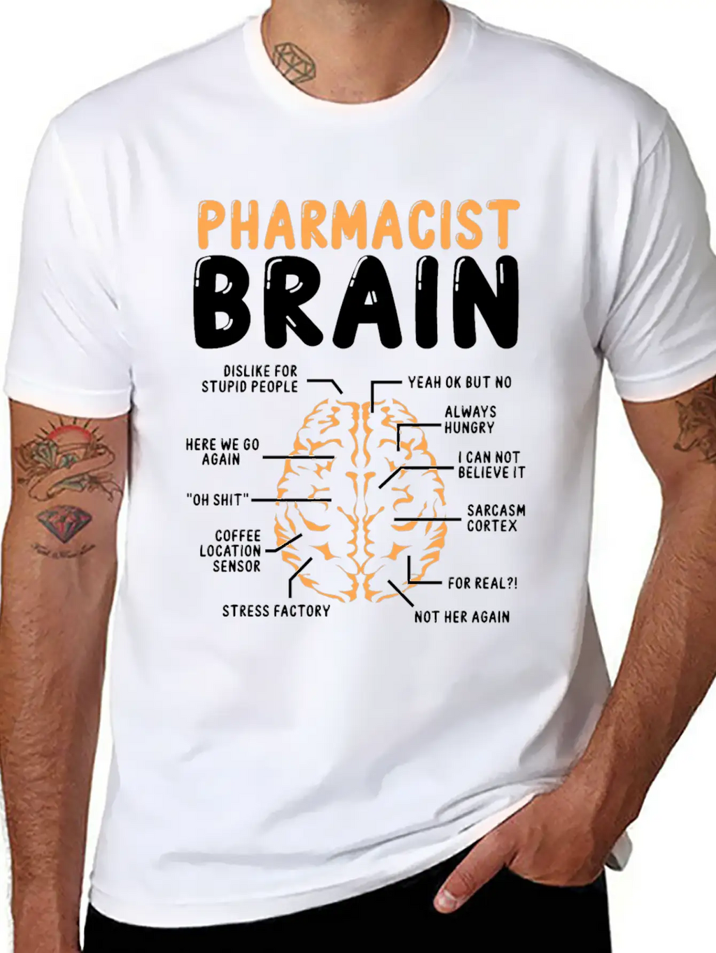 Pharmacist Brain Pharmacy School Graduation Party Stylish Everyday T-Shirt – Unisex Basic Cotton Tee