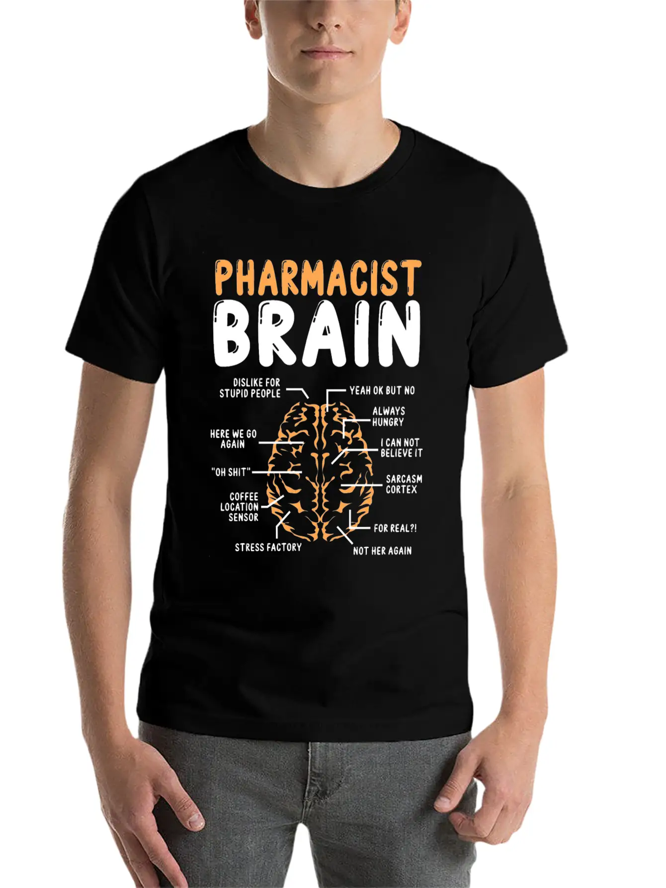 Pharmacist Brain Pharmacy School Graduation Party Stylish Everyday T-Shirt – Unisex Basic Cotton Tee