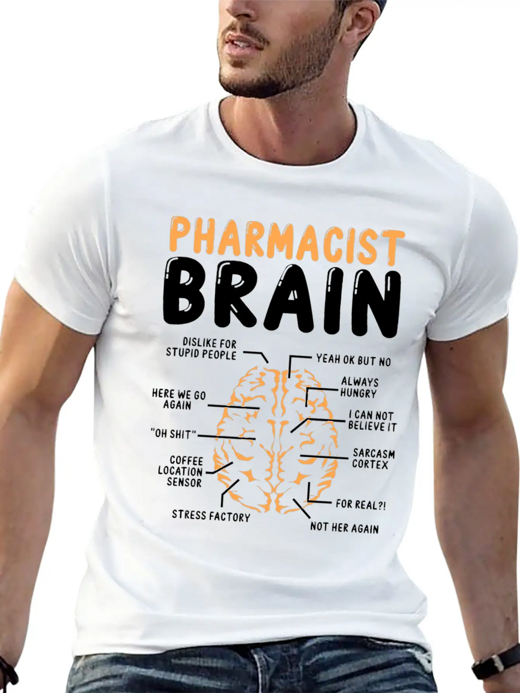 Pharmacist Brain Pharmacy School Graduation Party Stylish Everyday T-Shirt – Unisex Basic Cotton Tee