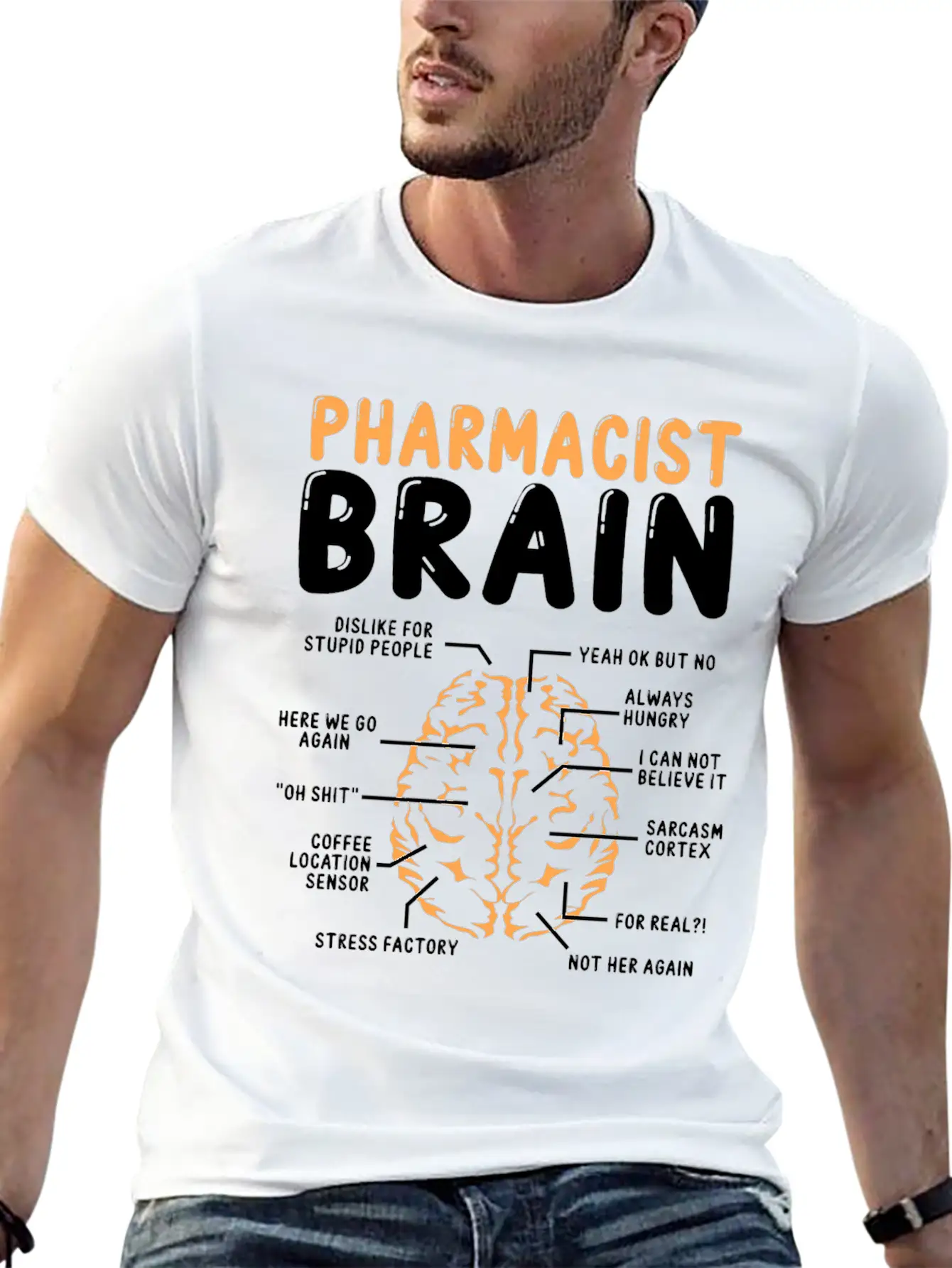 Pharmacist Brain Pharmacy School Graduation Party Stylish Everyday T-Shirt – Unisex Basic Cotton Tee