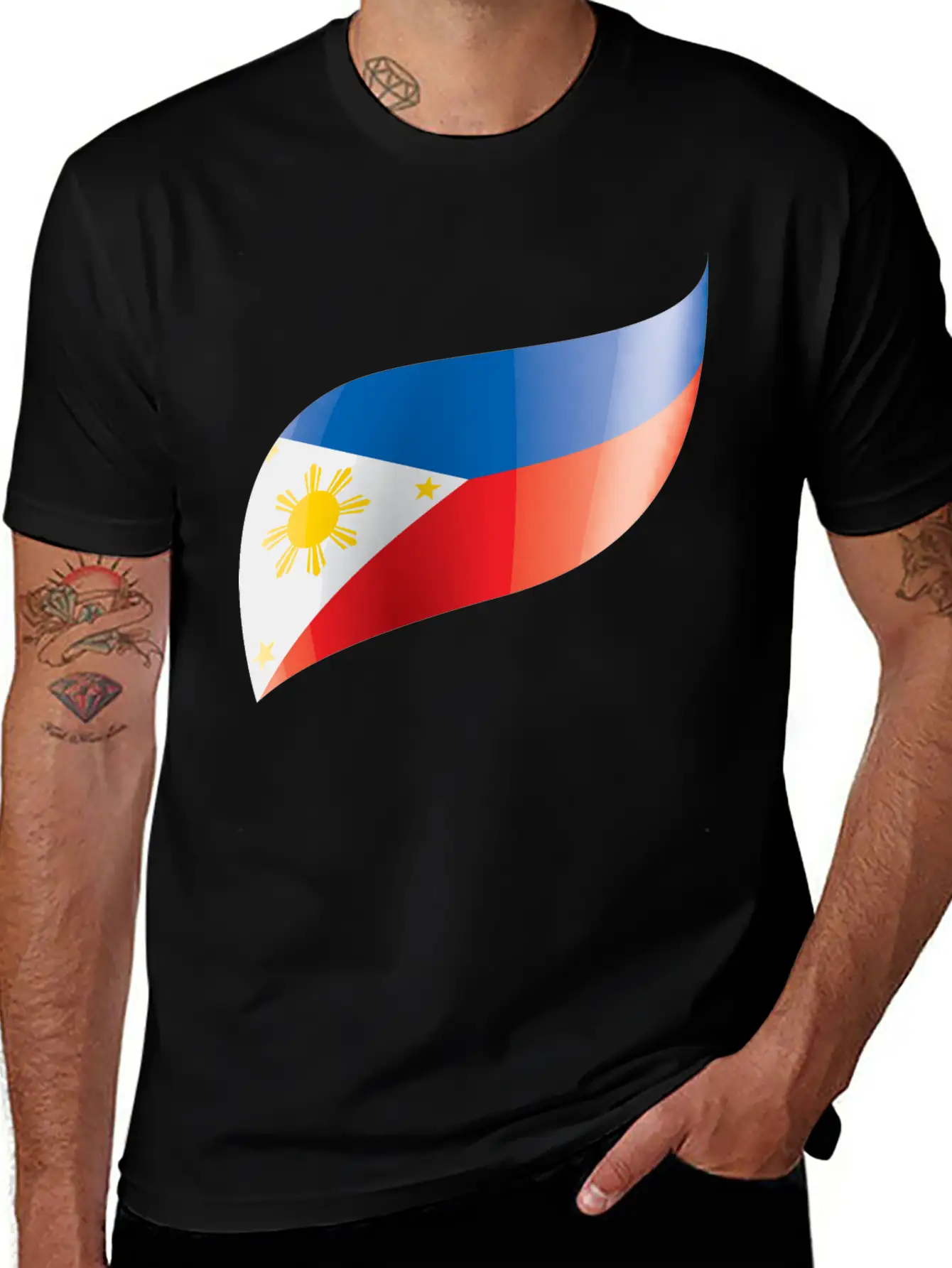 Philippines Flag Waving Unisex Short Sleeve Soft Cotton T-Shirt – Casual Everyday Wear
