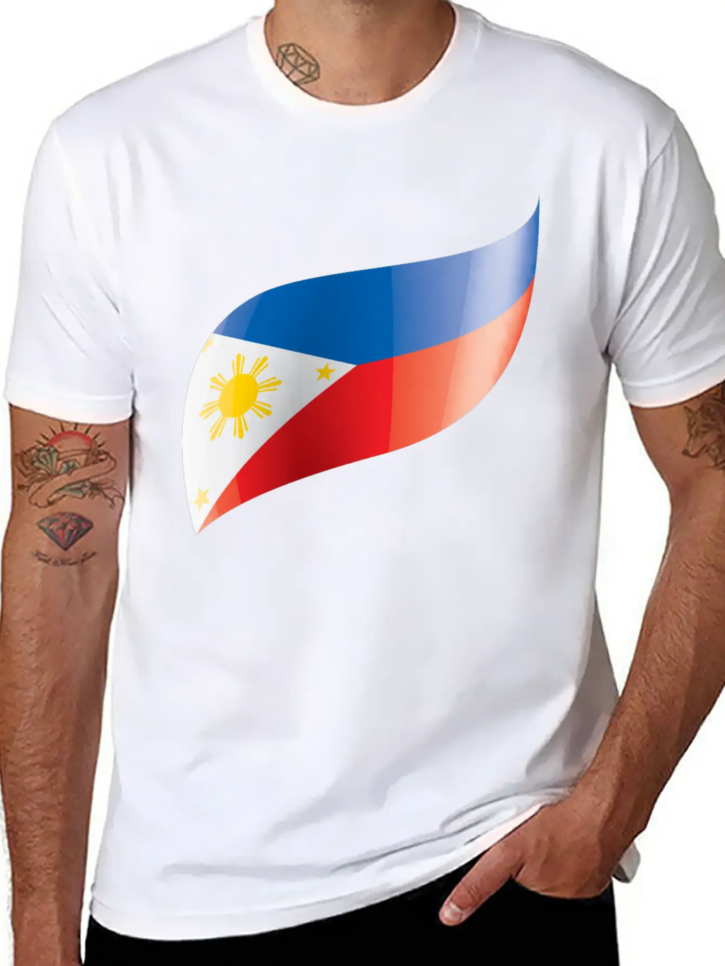 Philippines Flag Waving Unisex Short Sleeve Soft Cotton T-Shirt – Casual Everyday Wear