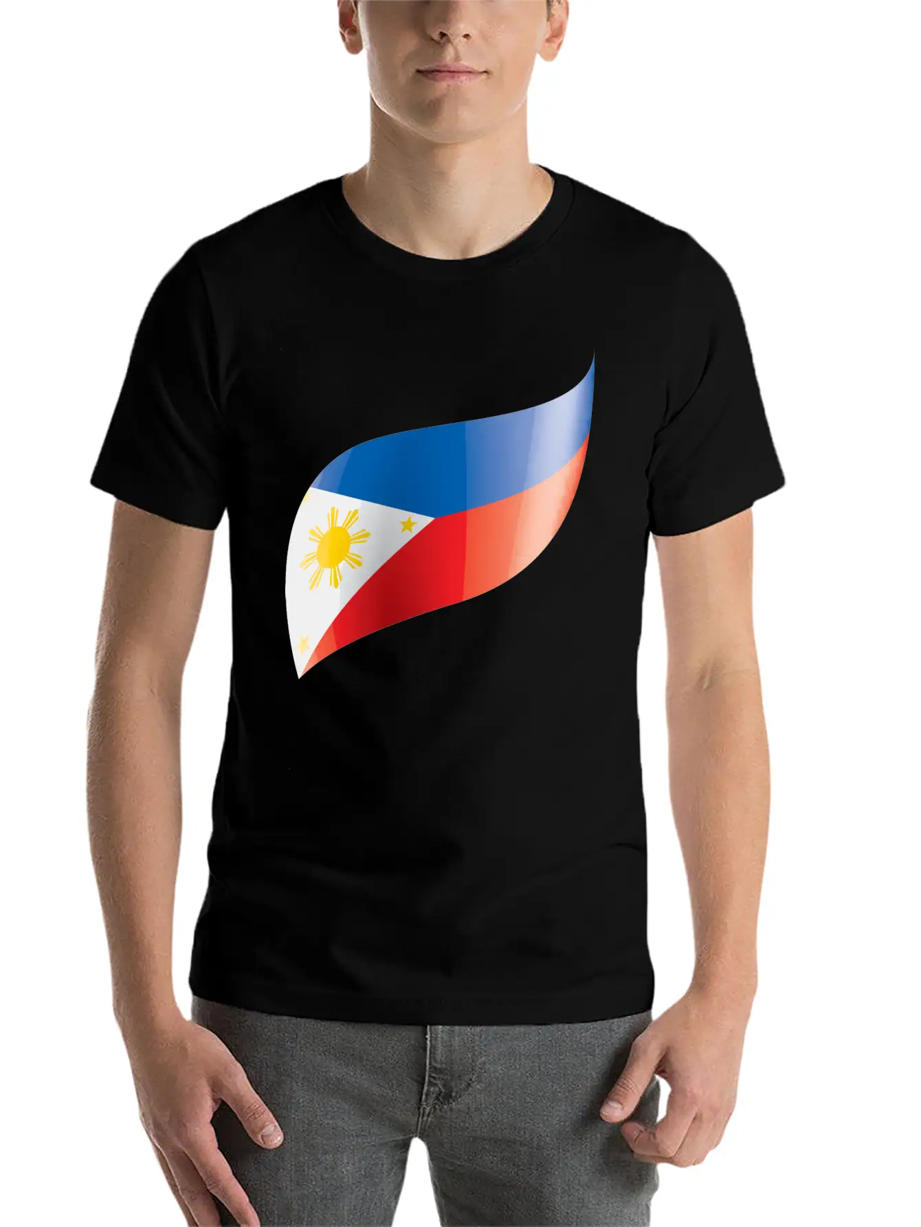 Philippines Flag Waving Unisex Short Sleeve Soft Cotton T-Shirt – Casual Everyday Wear