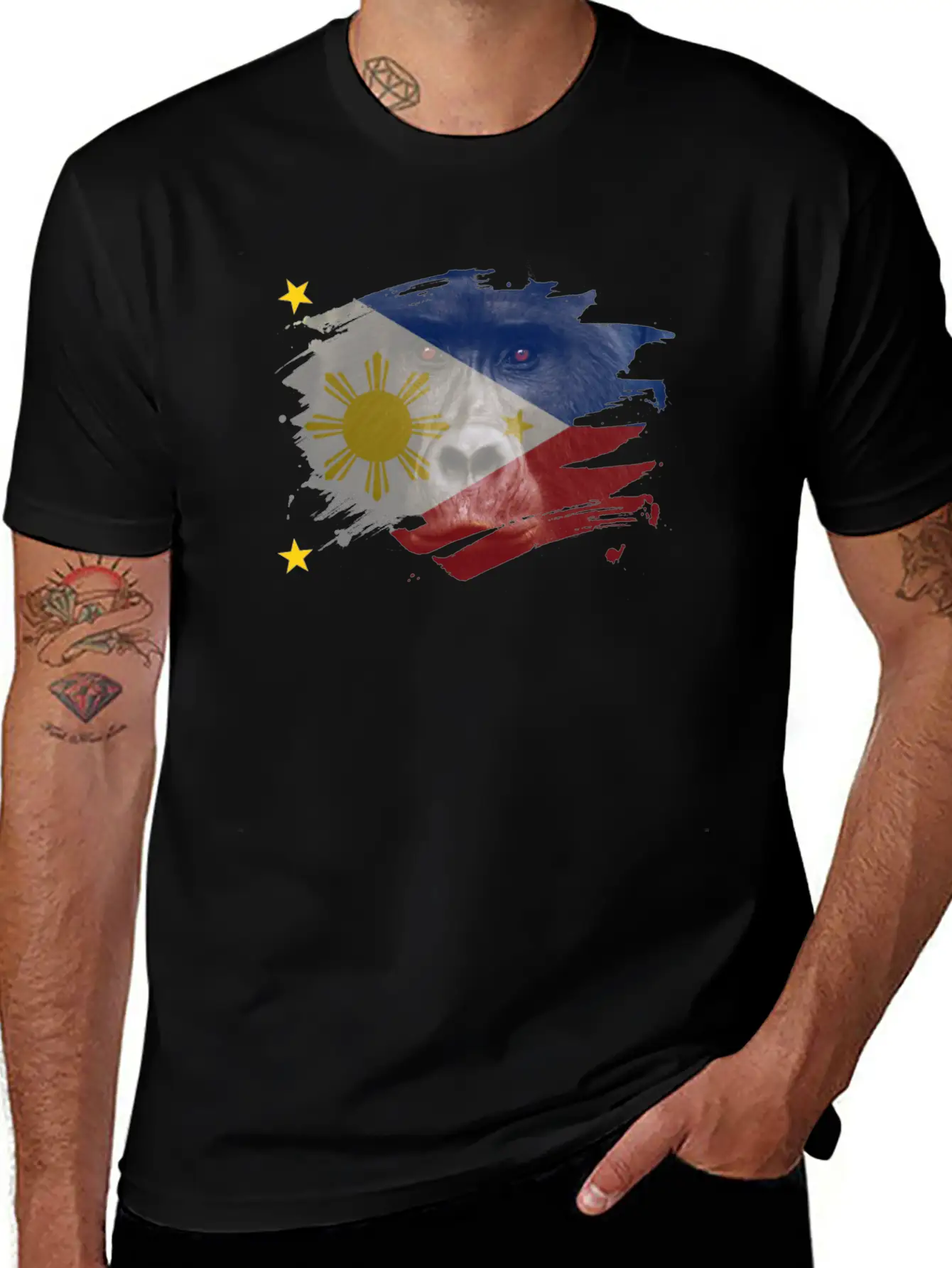 Philippines Gorilla Flag Breathable Soft Cotton T-Shirt – Timeless Casual Look