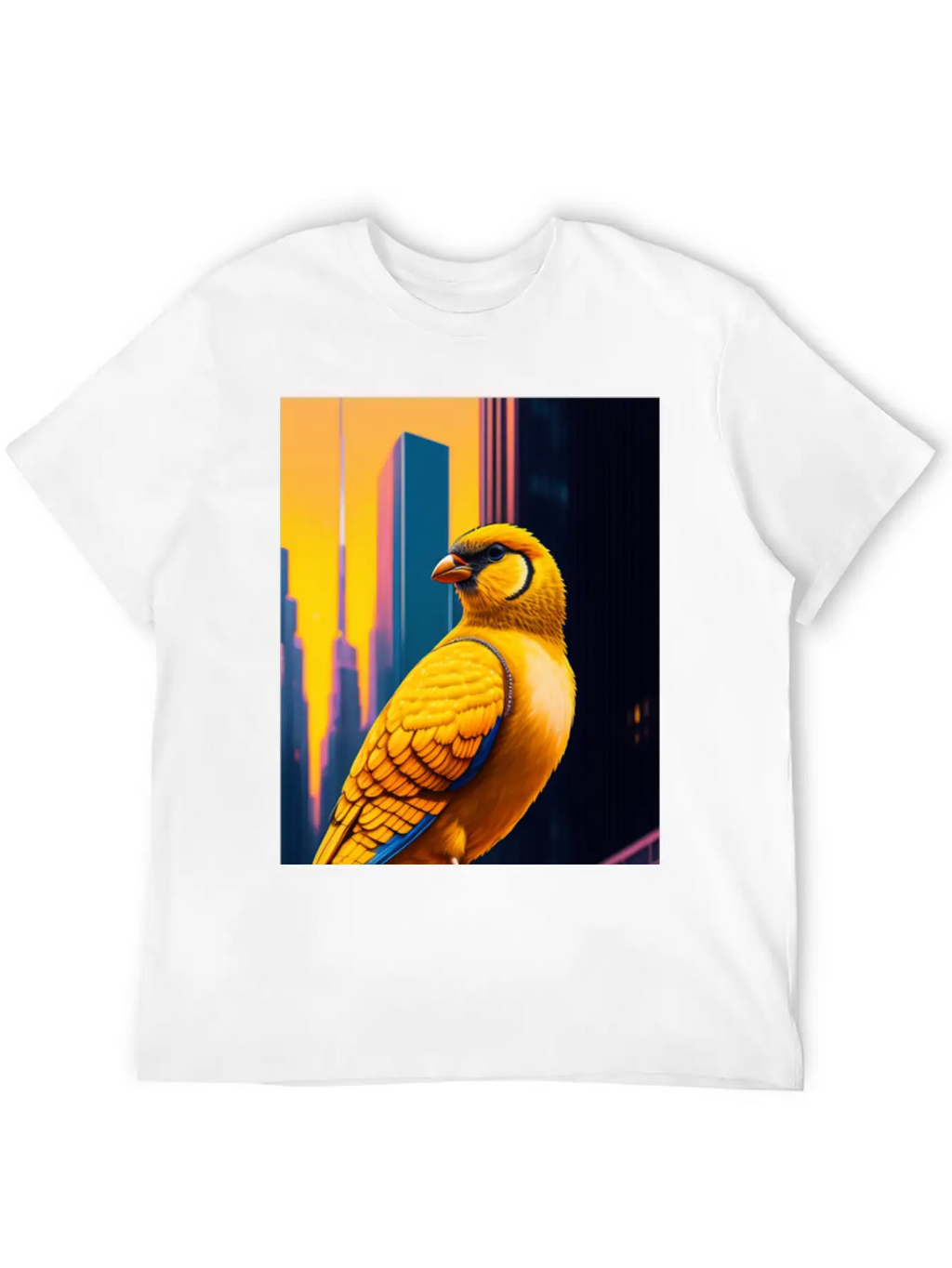 Photo Of Of A Huge Gold Finch Bird In A Fusion Cit Classic Fit Graphic Tee For Daily Comfort – Unisex Cotton Shirt