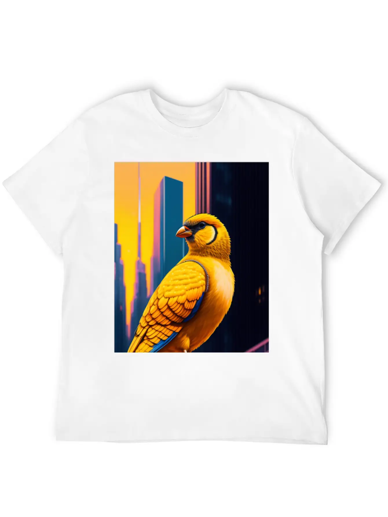 Photo Of Of A Huge Gold Finch Bird In A Fusion Cit Classic Fit Graphic Tee For Daily Comfort – Unisex Cotton Shirt