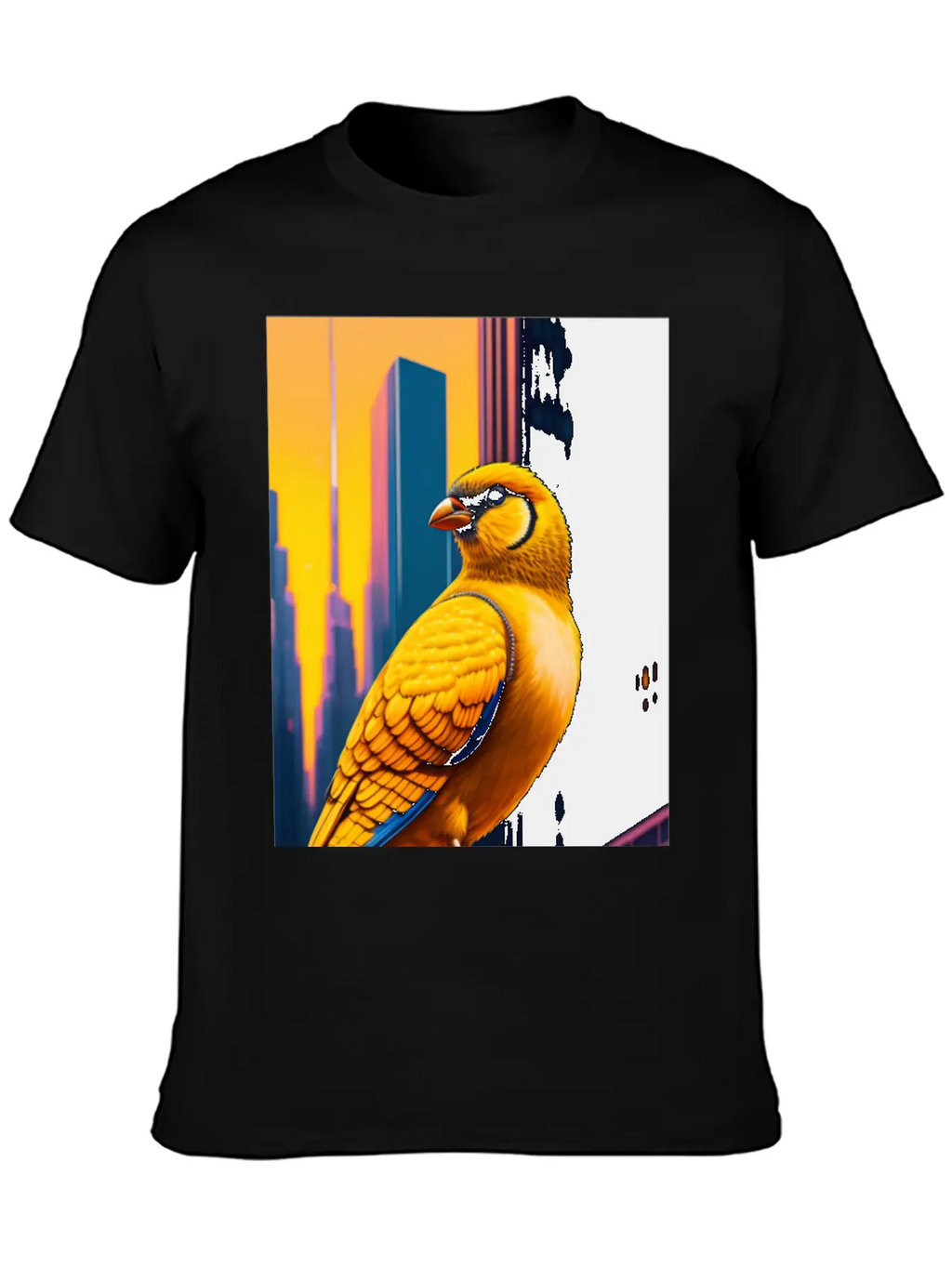 Photo Of Of A Huge Gold Finch Bird In A Fusion Cit Classic Fit Graphic Tee For Daily Comfort – Unisex Cotton Shirt