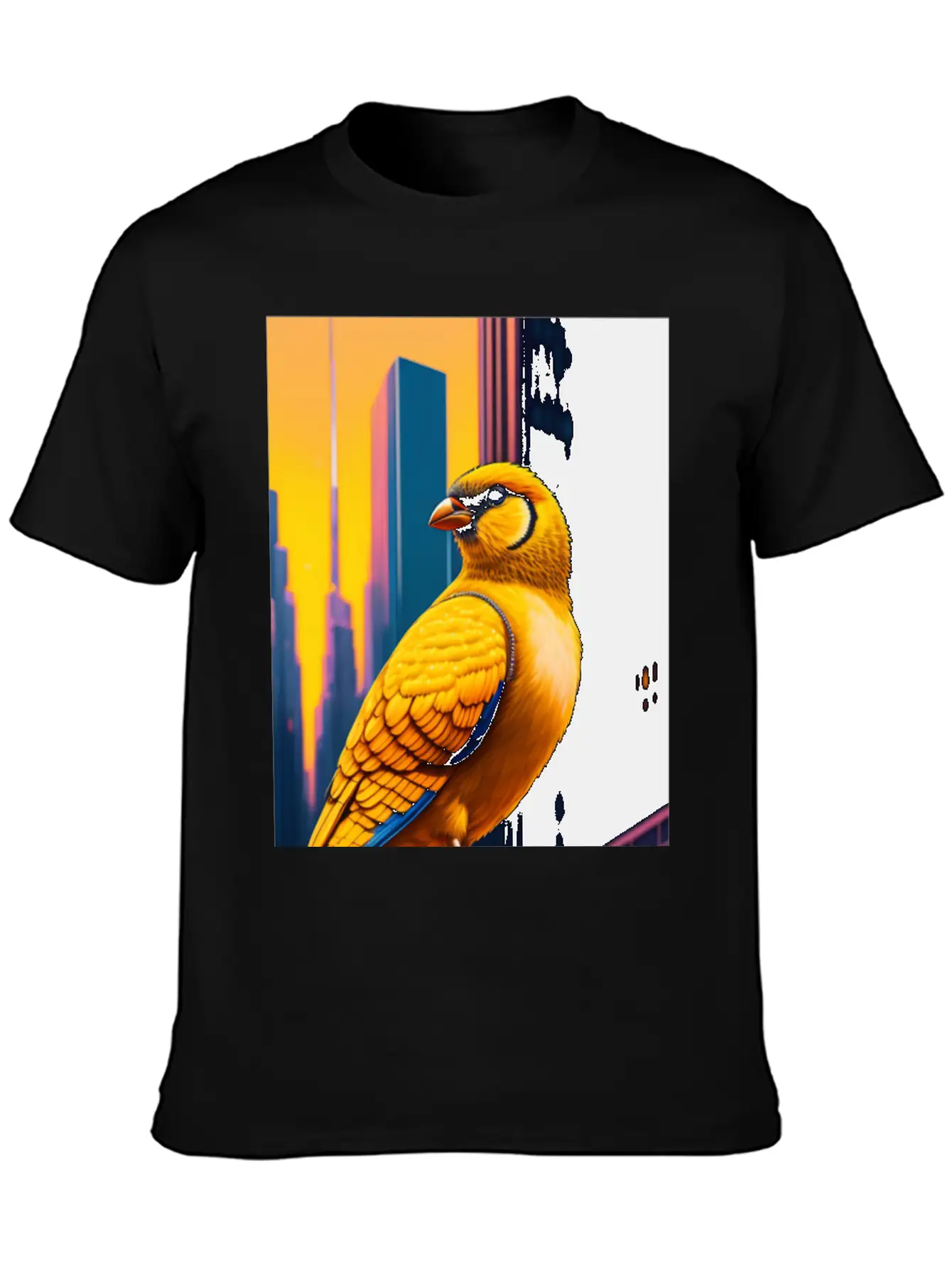 Photo Of Of A Huge Gold Finch Bird In A Fusion Cit Classic Fit Graphic Tee For Daily Comfort – Unisex Cotton Shirt
