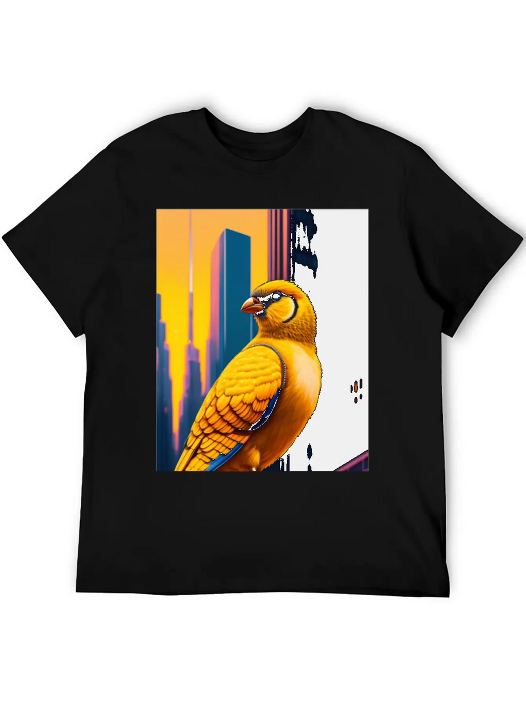 Photo Of Of A Huge Gold Finch Bird In A Fusion Cit Classic Fit Graphic Tee For Daily Comfort – Unisex Cotton Shirt