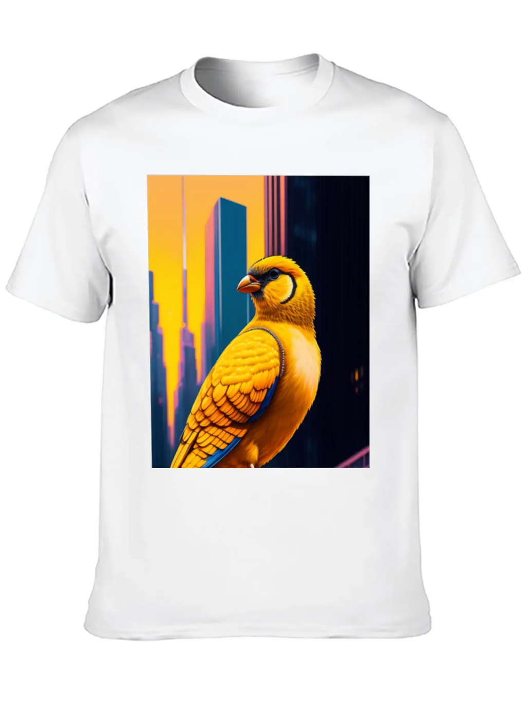 Photo Of Of A Huge Gold Finch Bird In A Fusion Cit Classic Fit Graphic Tee For Daily Comfort – Unisex Cotton Shirt