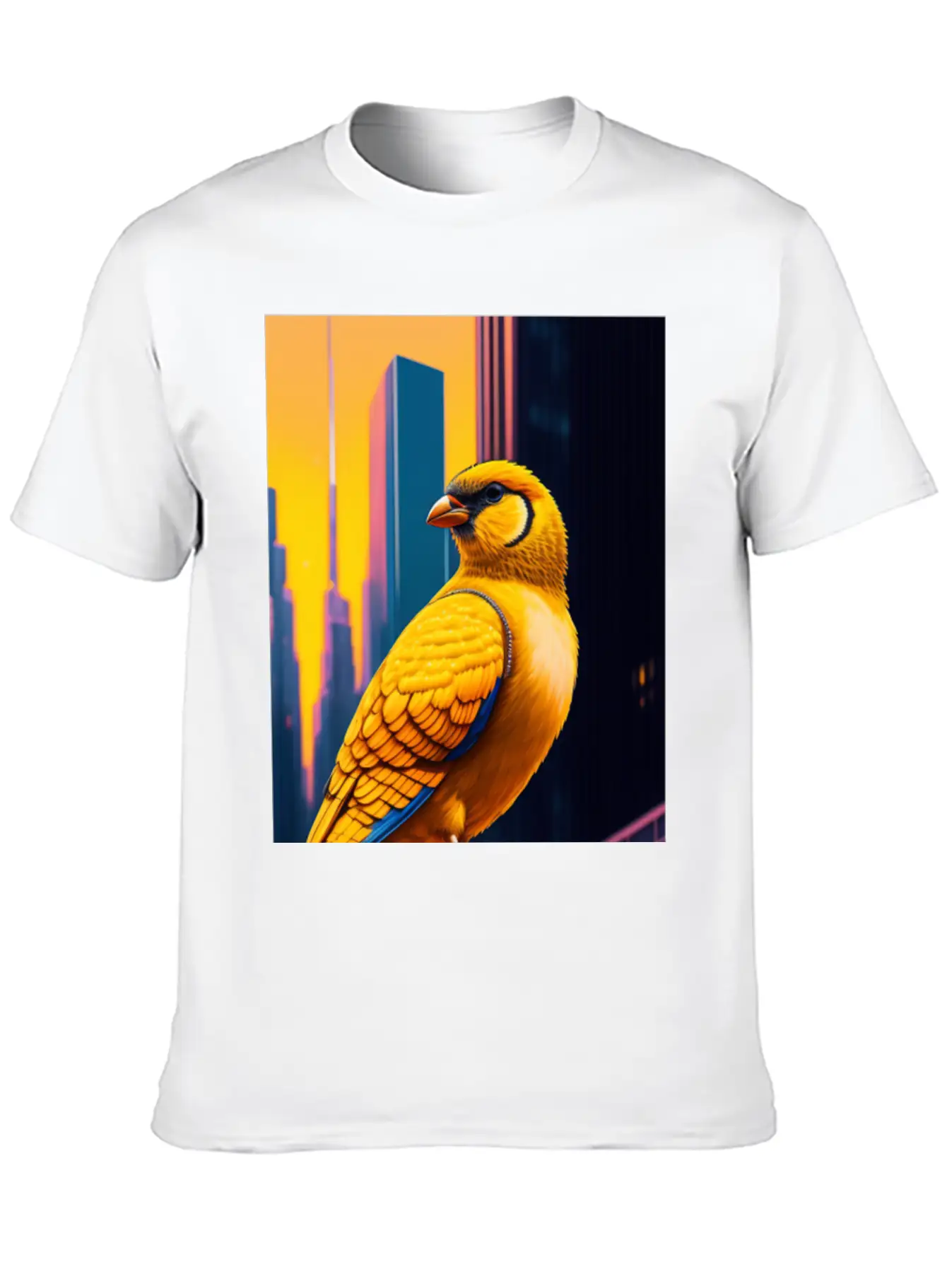 Photo Of Of A Huge Gold Finch Bird In A Fusion Cit Classic Fit Graphic Tee For Daily Comfort – Unisex Cotton Shirt