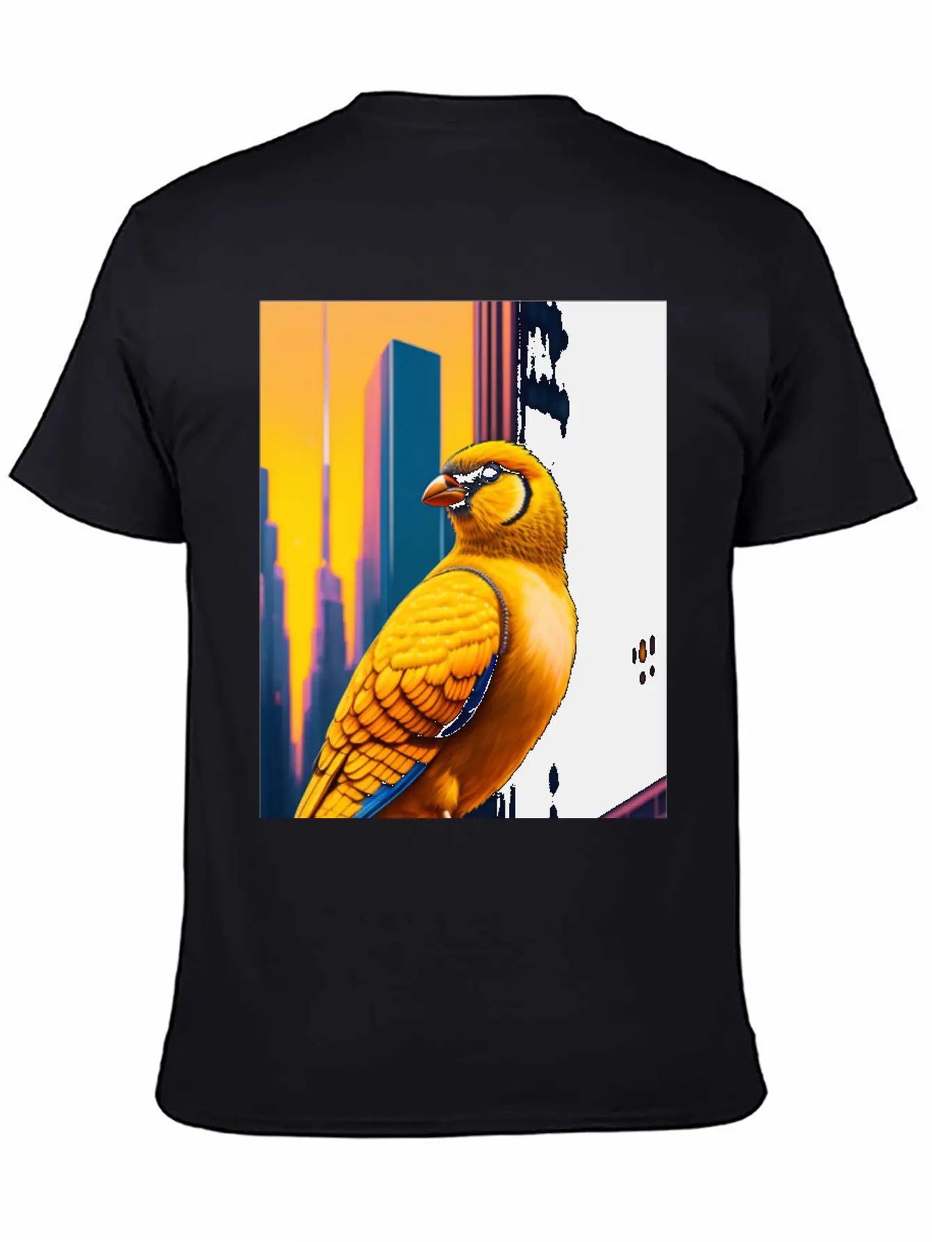 Photo Of Of A Huge Gold Finch Bird In A Fusion Cit Classic Fit Graphic Tee For Daily Comfort – Unisex Cotton Shirt