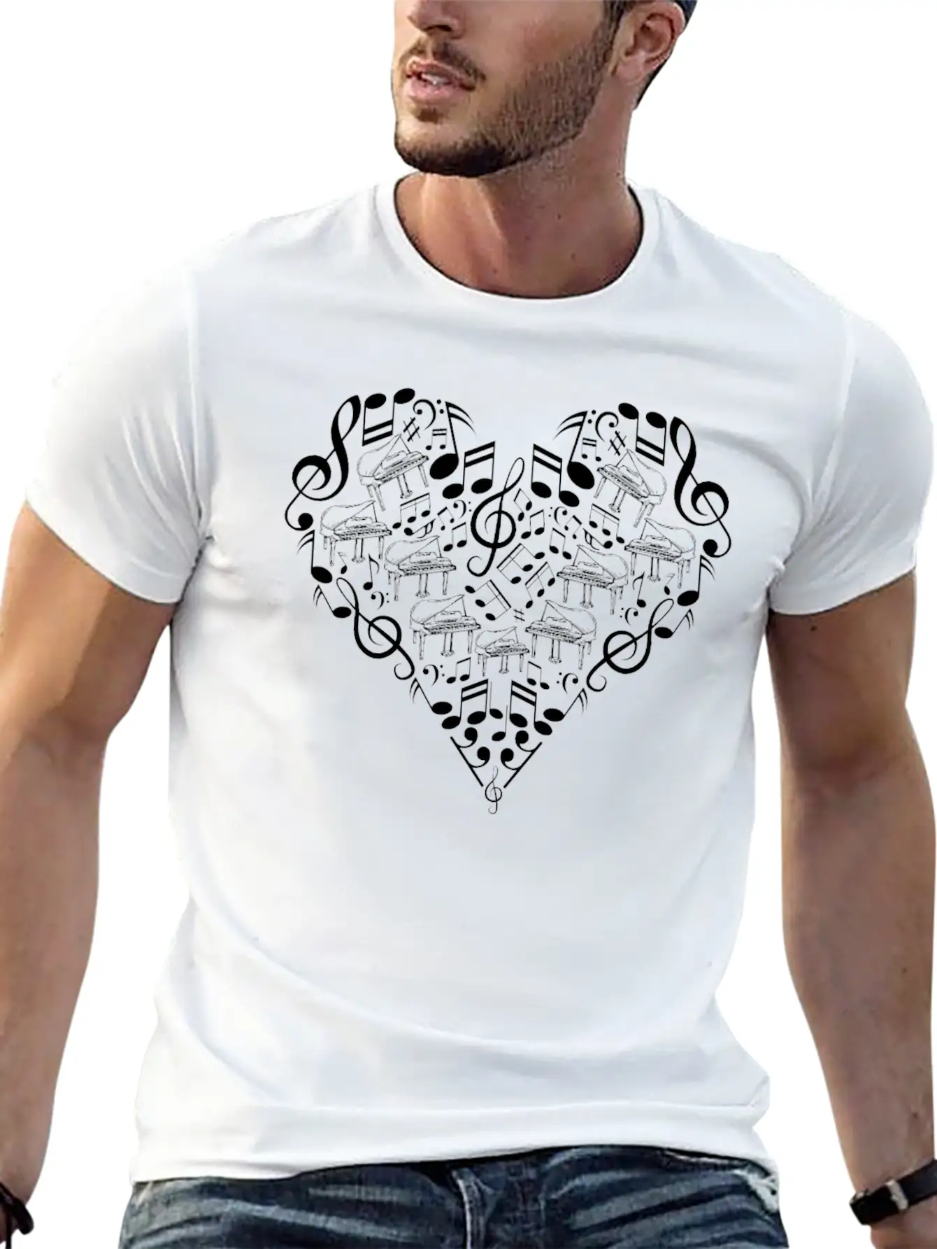Pianist Piano Music Piano Lover Piano Heart - Pian Essential Cotton Tee For Daily Outfits – Unisex Style