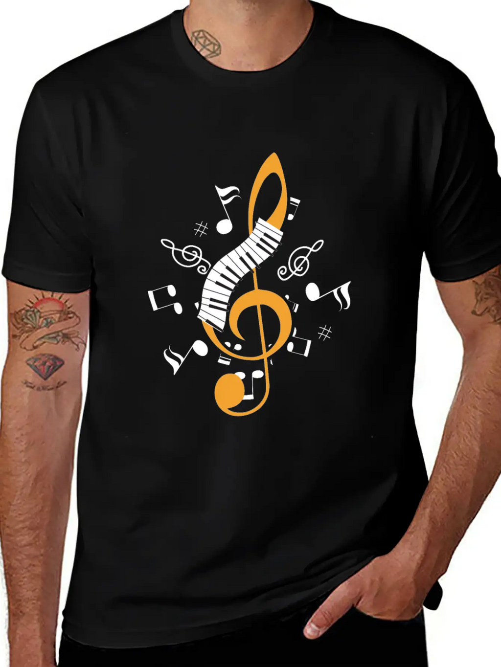 Piano Clef Pianist Musician Jazz Keyboard Key Gift Essential Cotton Tee For Daily Outfits – Unisex Style