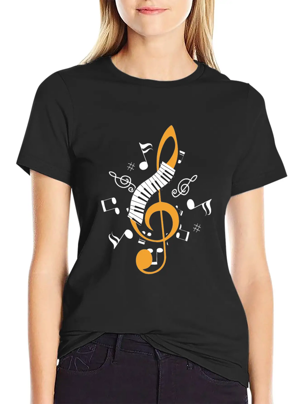 Piano Clef Pianist Musician Jazz Keyboard Key Gift Essential Cotton Tee For Daily Outfits – Unisex Style