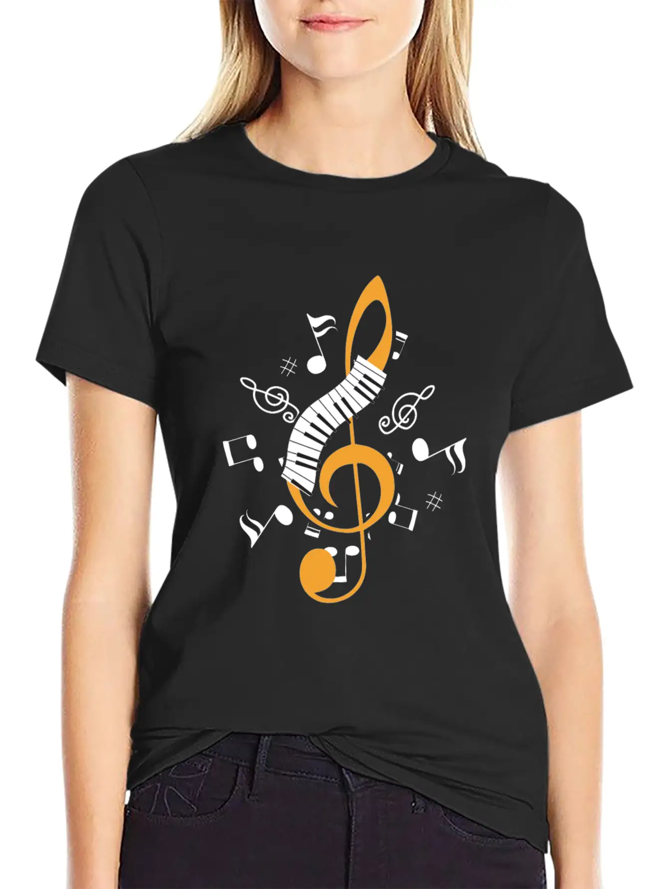 Piano Clef Pianist Musician Jazz Keyboard Key Gift Essential Cotton Tee For Daily Outfits – Unisex Style