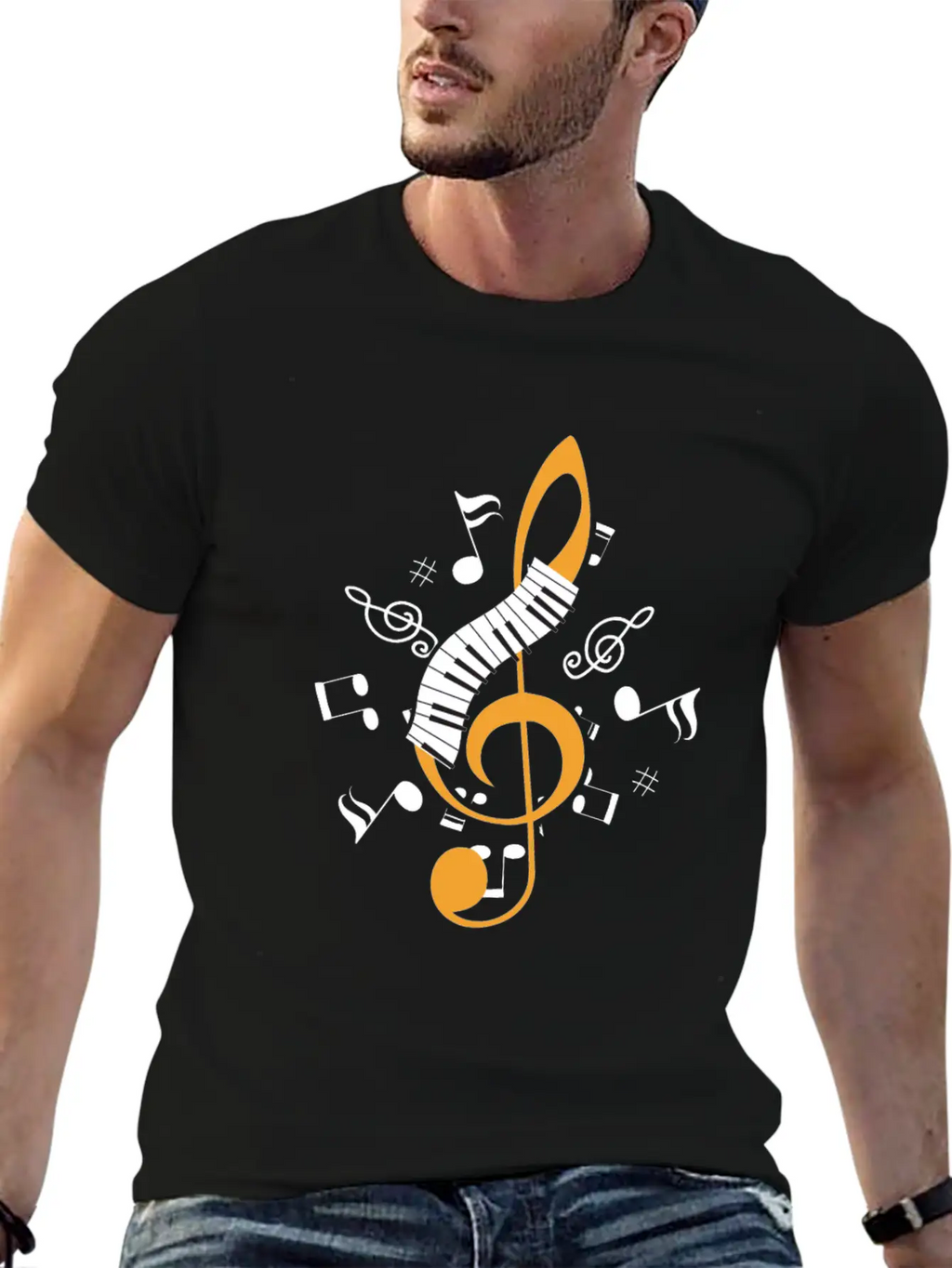 Piano Clef Pianist Musician Jazz Keyboard Key Gift Essential Cotton Tee For Daily Outfits – Unisex Style