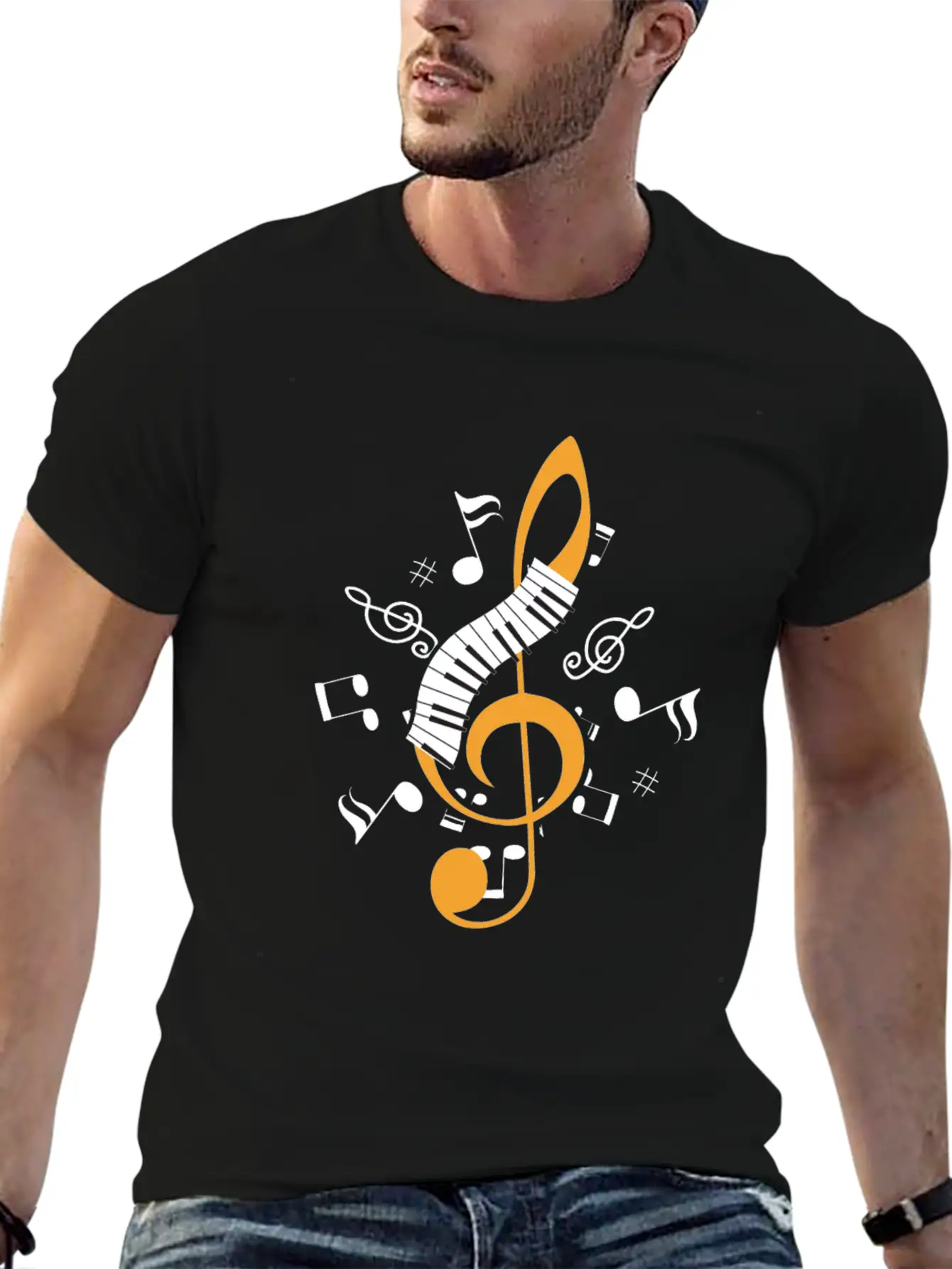 Piano Clef Pianist Musician Jazz Keyboard Key Gift Essential Cotton Tee For Daily Outfits – Unisex Style