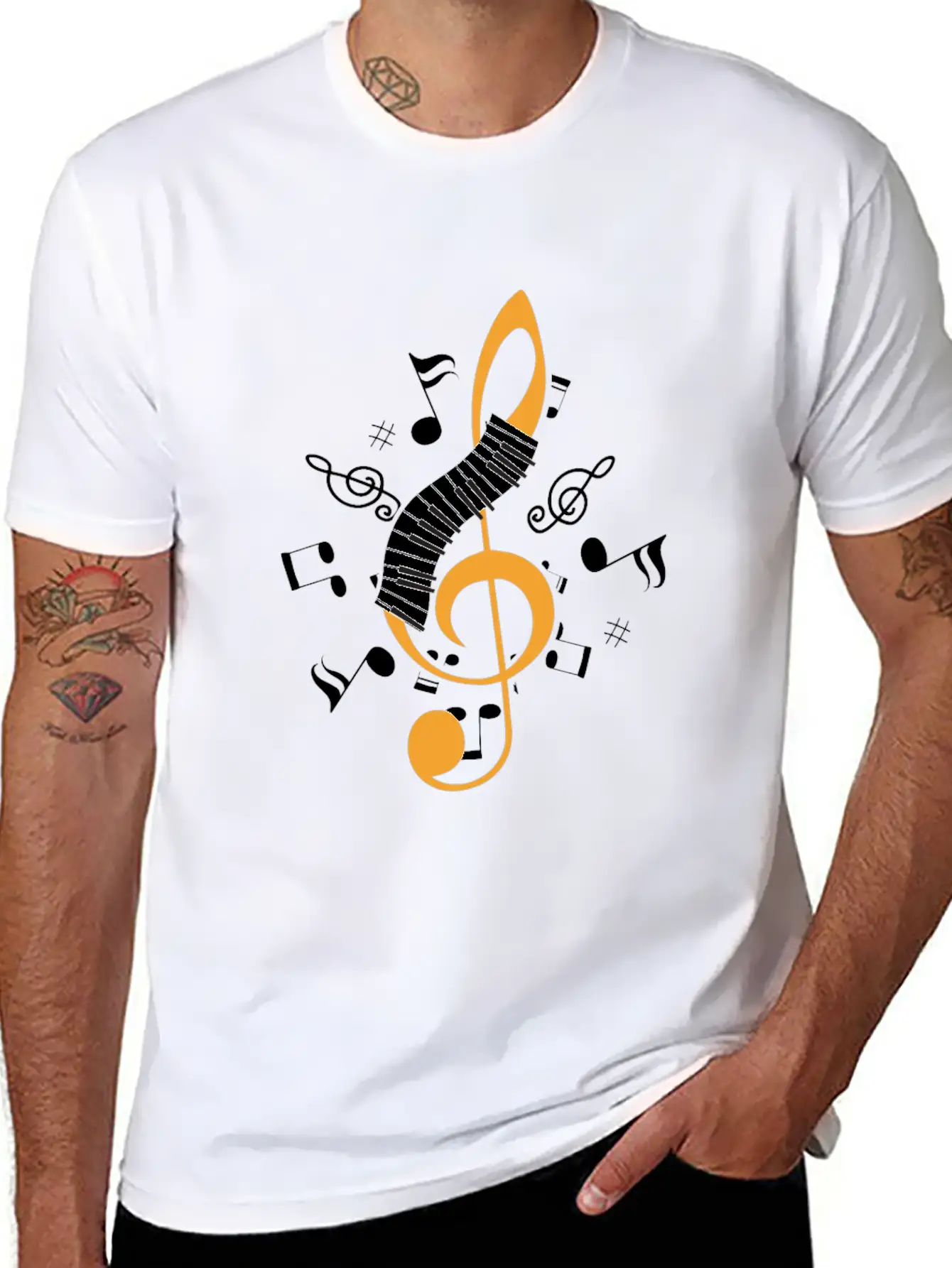 Piano Clef Pianist Musician Jazz Keyboard Key Gift Essential Cotton Tee For Daily Outfits – Unisex Style