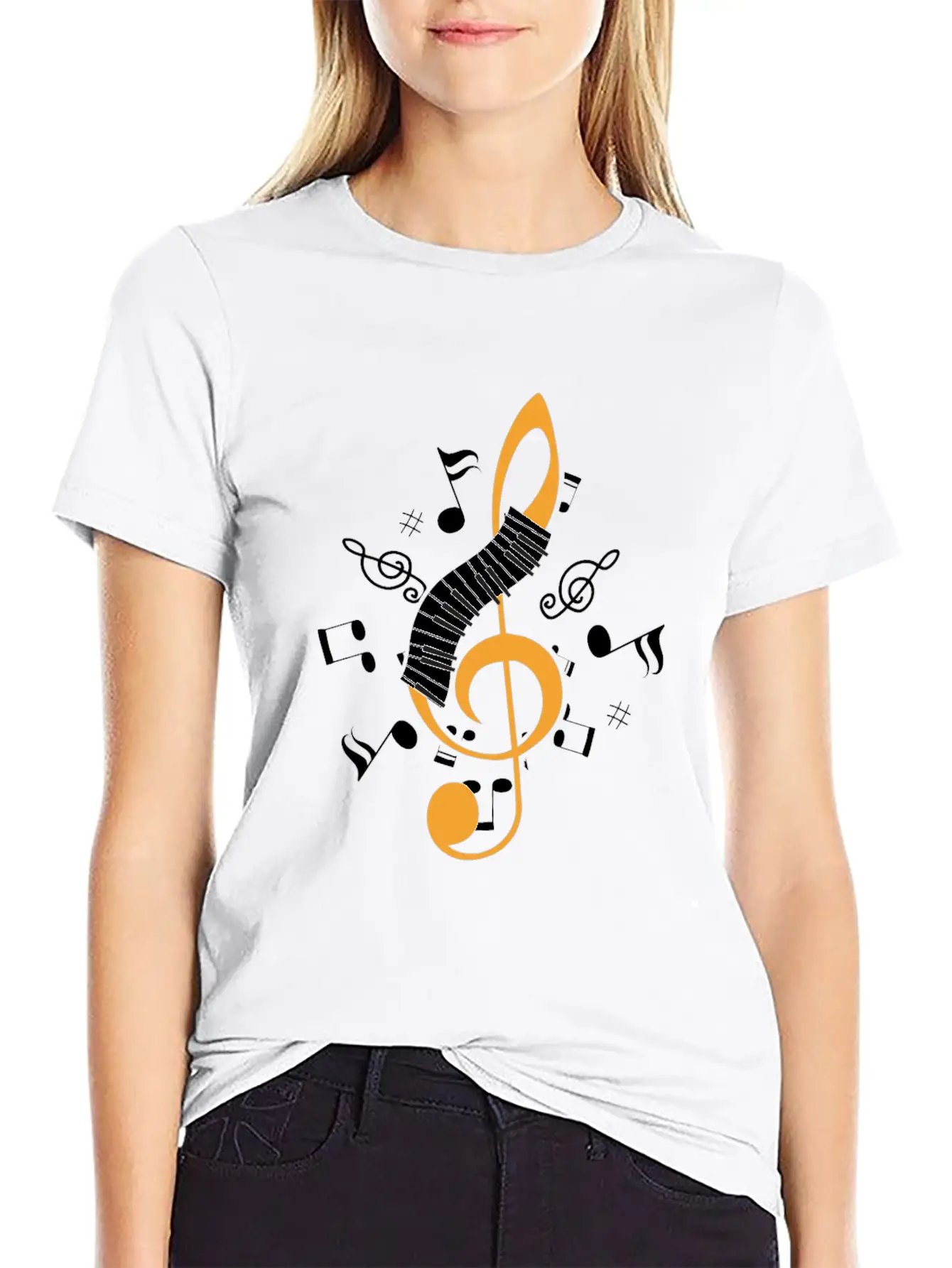 Piano Clef Pianist Musician Jazz Keyboard Key Gift Essential Cotton Tee For Daily Outfits – Unisex Style