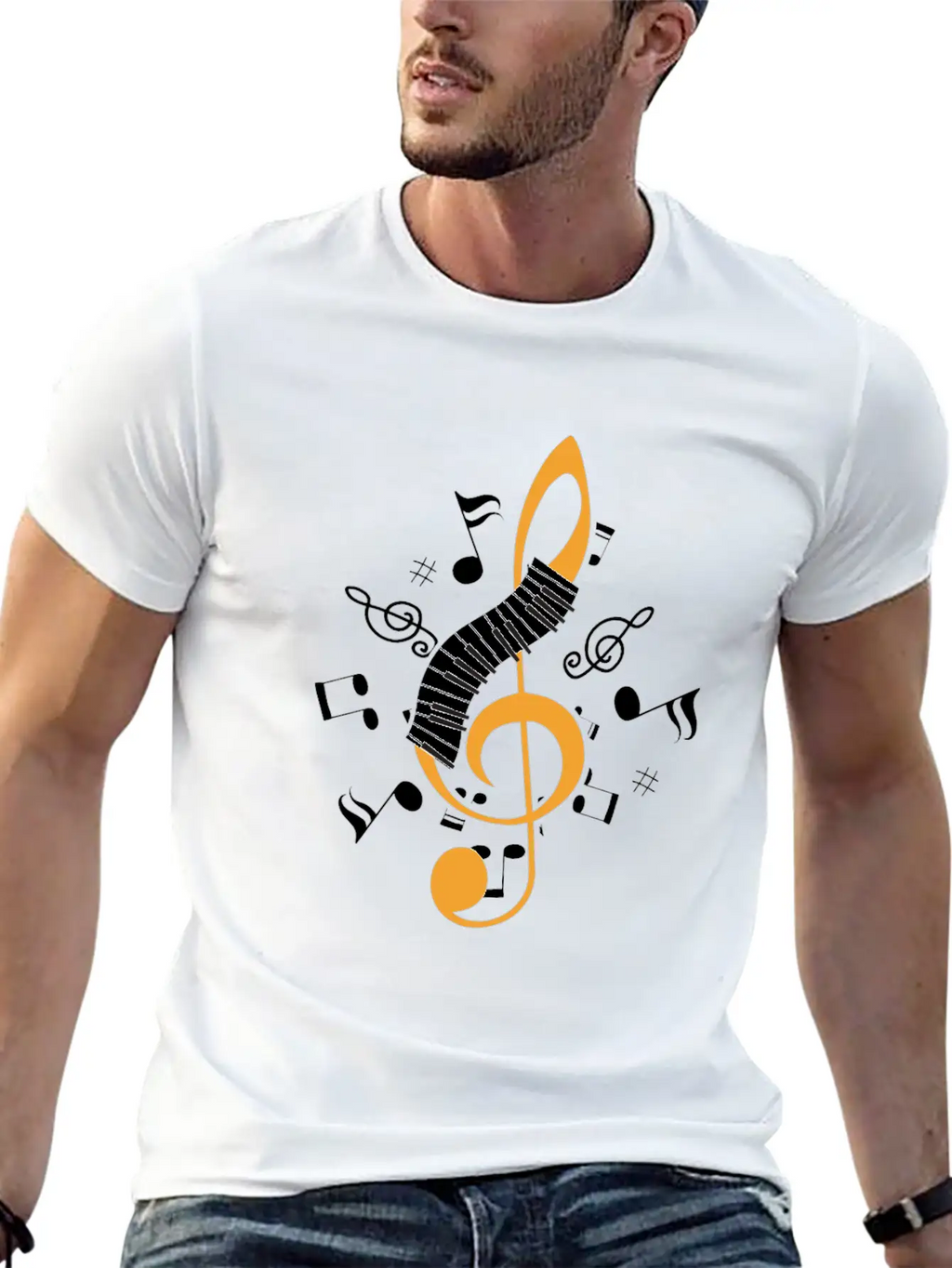 Piano Clef Pianist Musician Jazz Keyboard Key Gift Essential Cotton Tee For Daily Outfits – Unisex Style