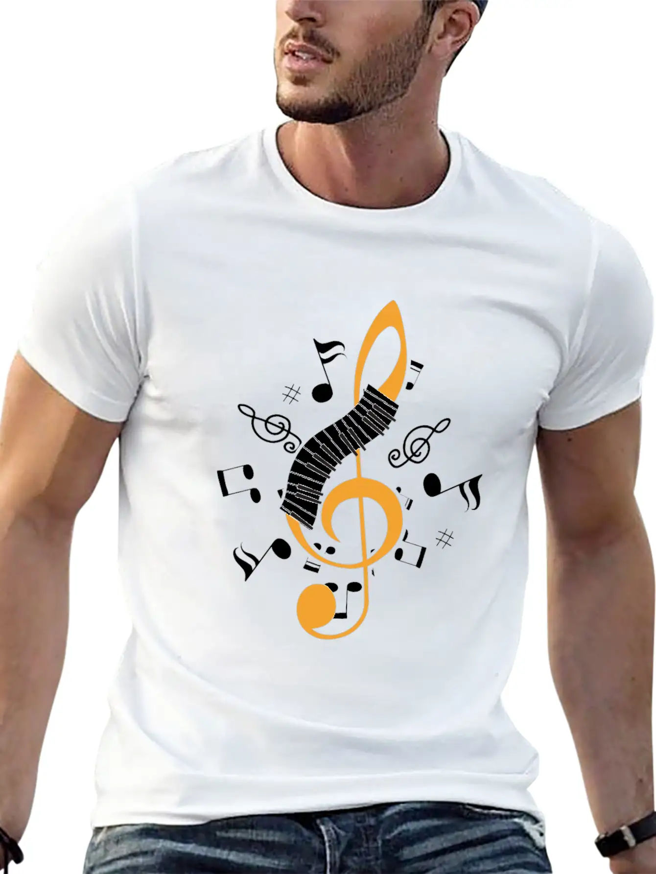 Piano Clef Pianist Musician Jazz Keyboard Key Gift Essential Cotton Tee For Daily Outfits – Unisex Style
