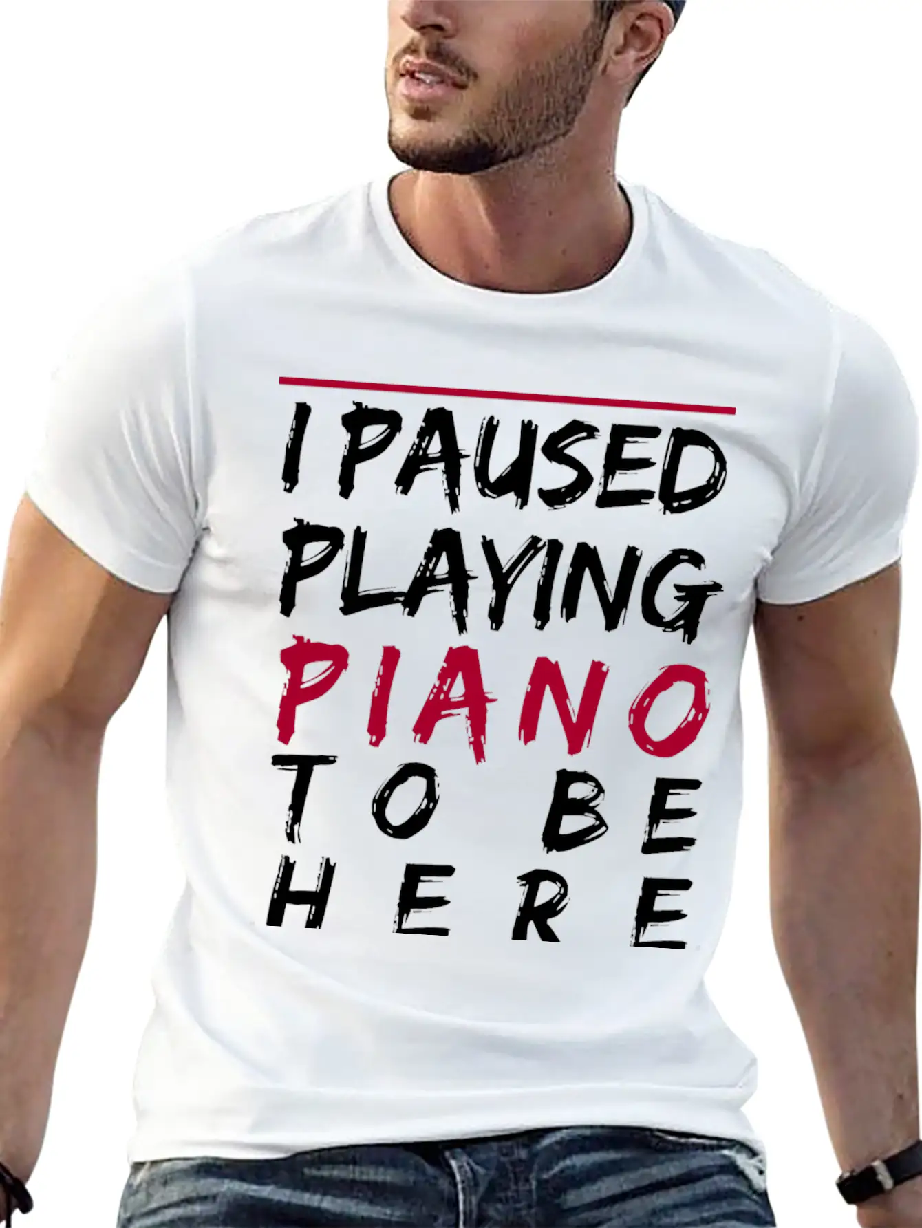 Piano Fortepiano Keyboard Classic Teacher Gift Unisex Short Sleeve Soft Cotton T-Shirt – Casual Everyday Wear