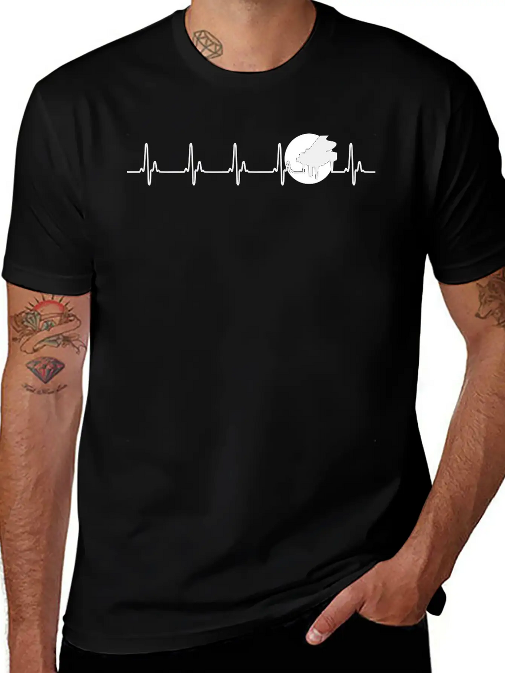 Piano Heart Piano Pulse Music Love Pianist Music Unisex Casual T-Shirt – Clean Design For Daily Comfort