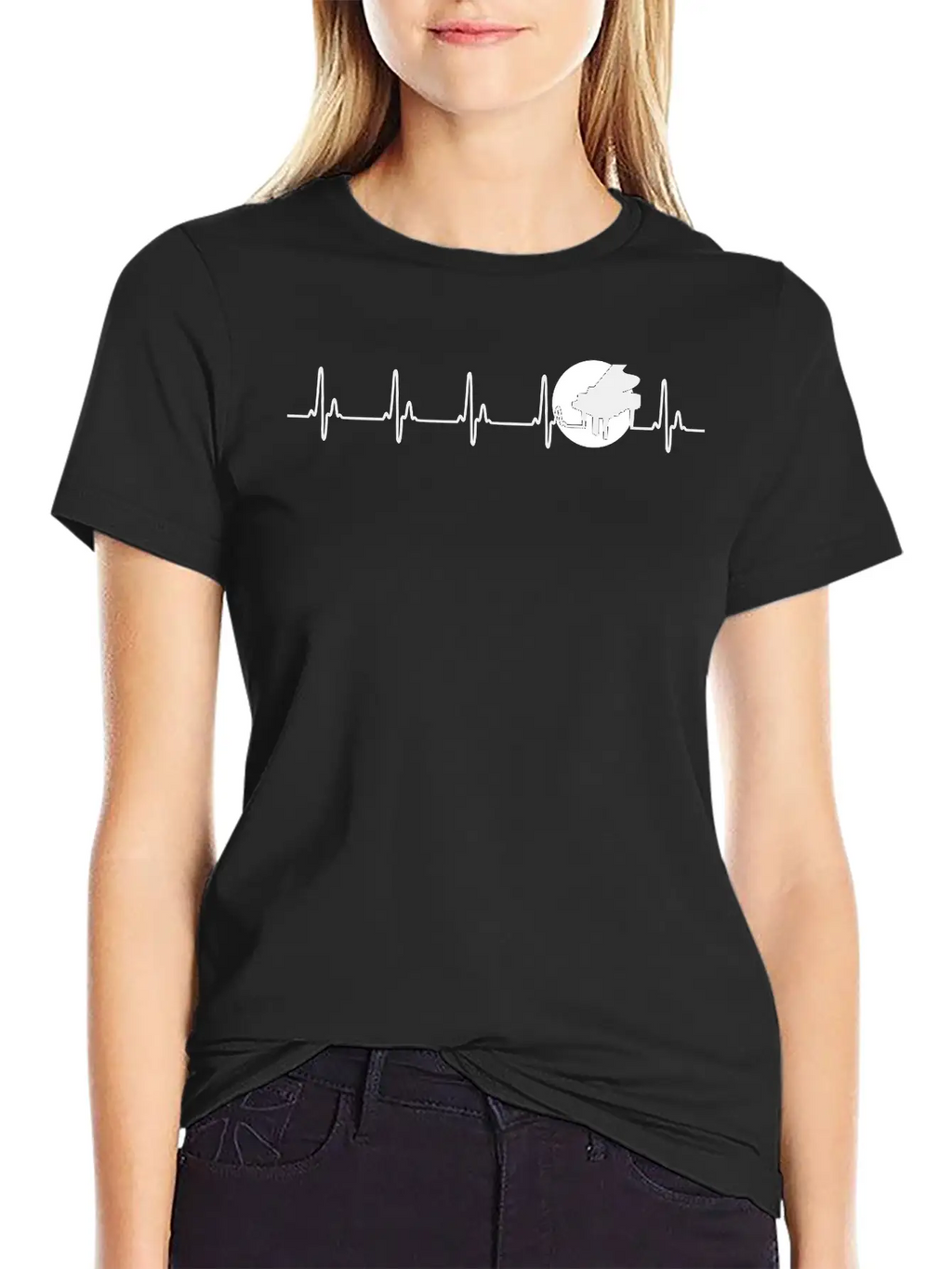 Piano Heart Piano Pulse Music Love Pianist Music Unisex Casual T-Shirt – Clean Design For Daily Comfort