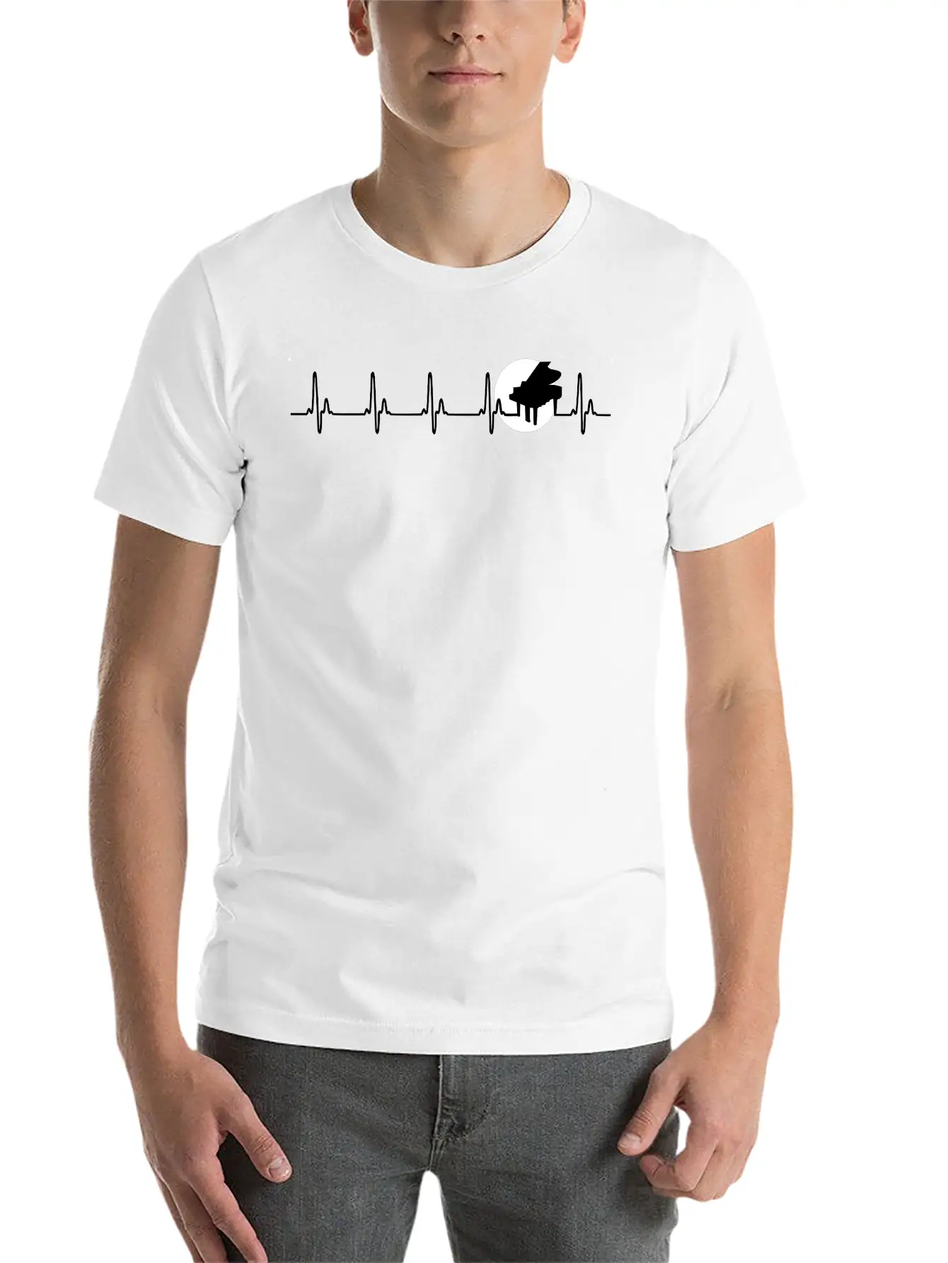 Piano Heart Piano Pulse Music Love Pianist Music Unisex Casual T-Shirt – Clean Design For Daily Comfort