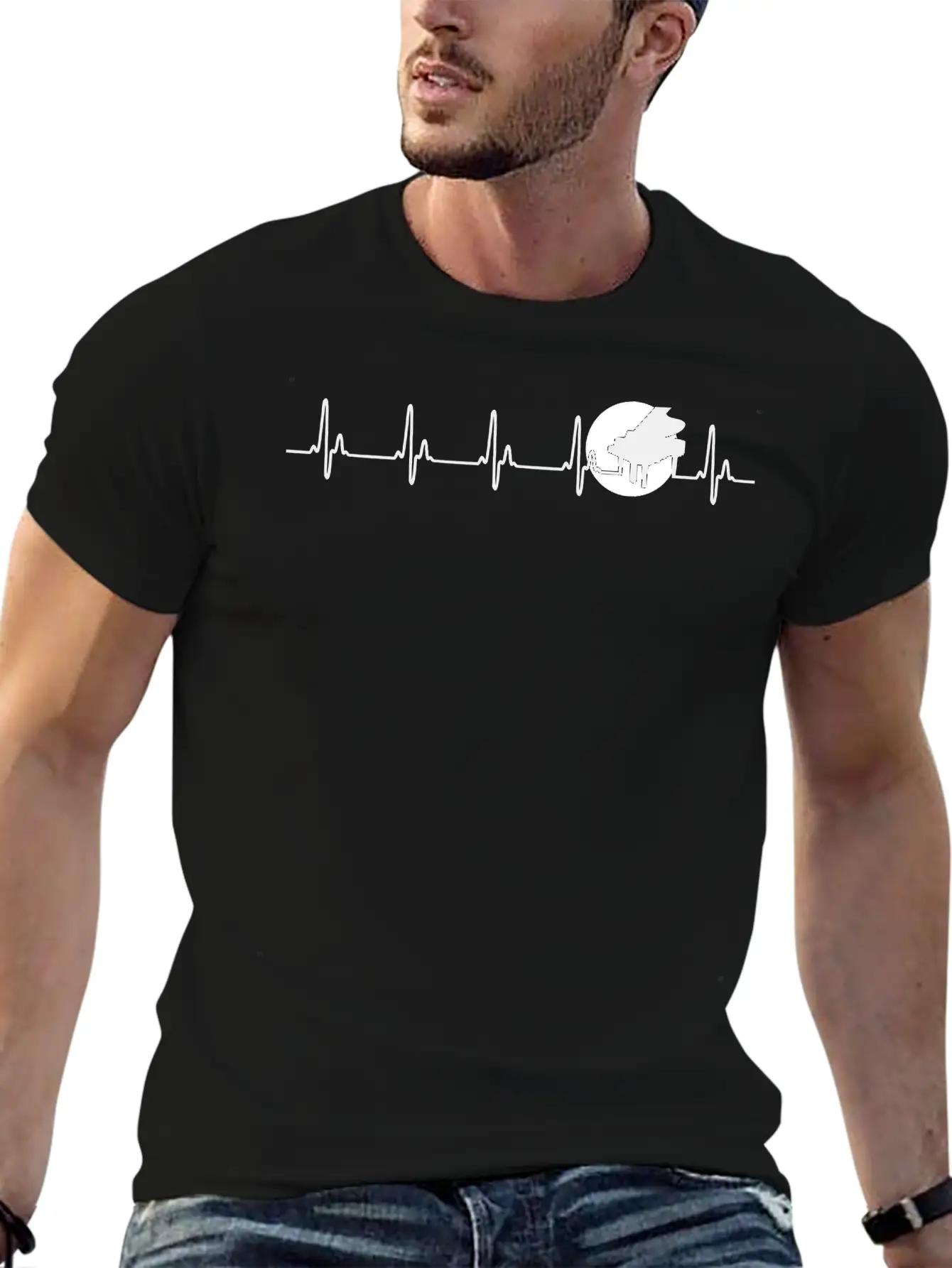 Piano Heart Piano Pulse Music Love Pianist Music Unisex Casual T-Shirt – Clean Design For Daily Comfort
