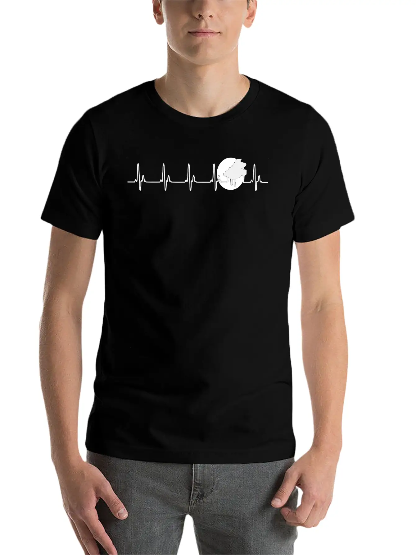 Piano Heart Piano Pulse Music Love Pianist Music Unisex Casual T-Shirt – Clean Design For Daily Comfort