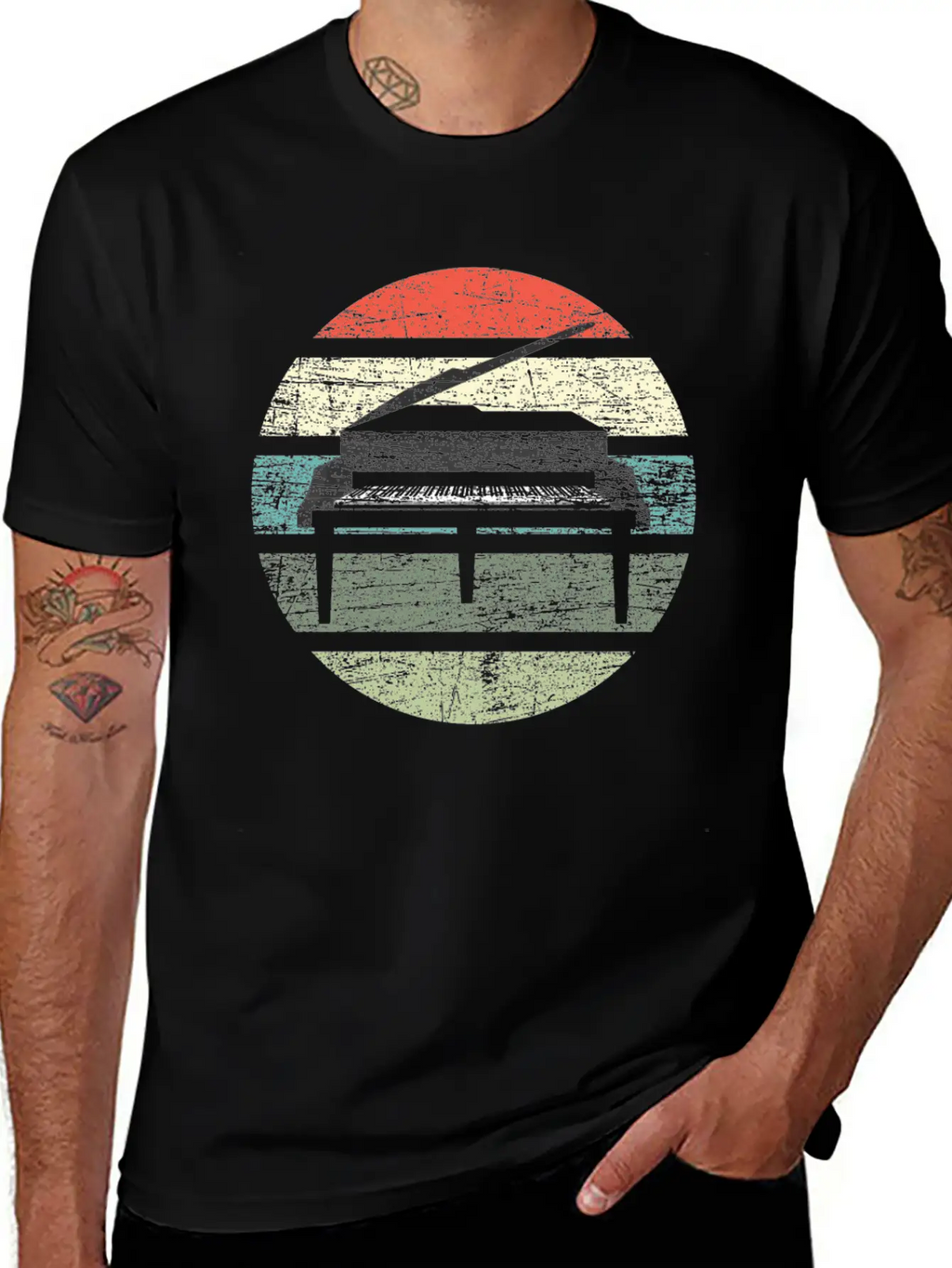 Piano Retro Unisex Casual T-Shirt – Clean Design For Daily Comfort