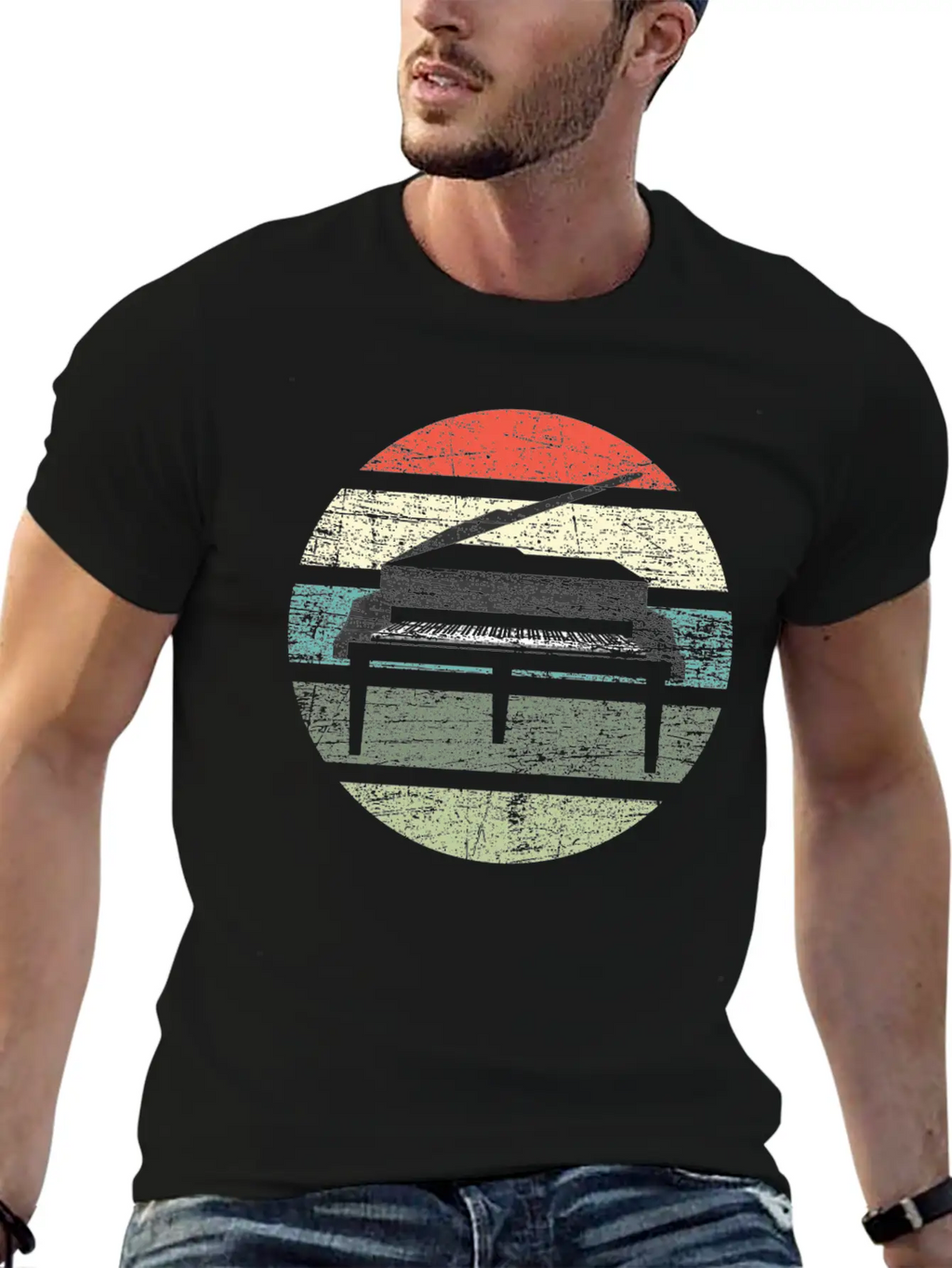 Piano Retro Unisex Casual T-Shirt – Clean Design For Daily Comfort