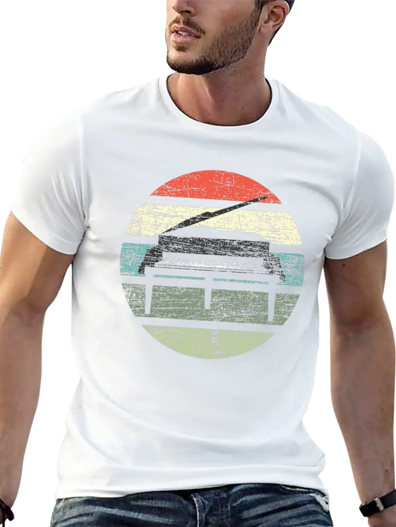 Piano Retro Unisex Casual T-Shirt – Clean Design For Daily Comfort