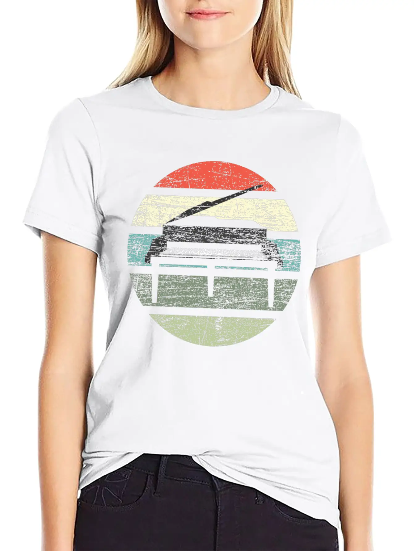 Piano Retro Unisex Casual T-Shirt – Clean Design For Daily Comfort