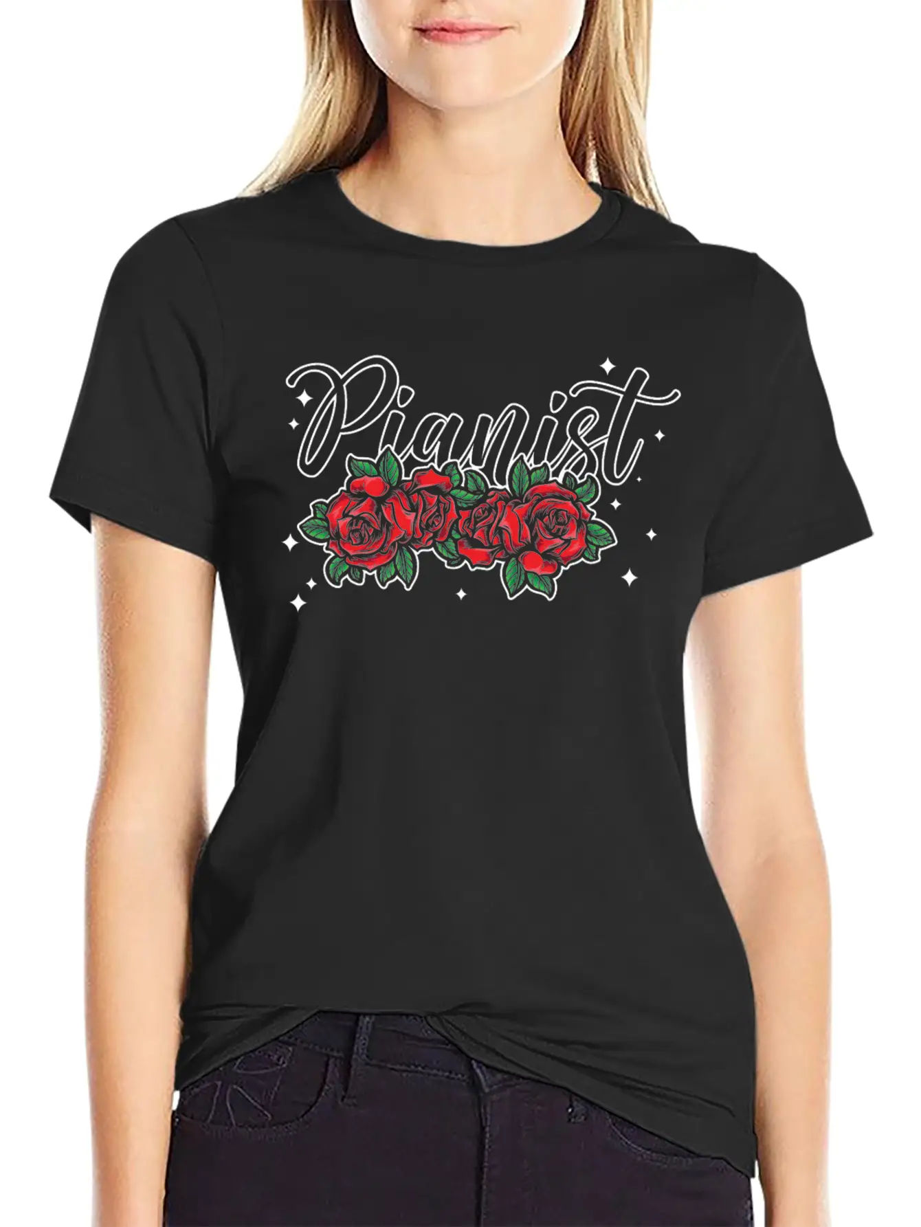 Piano Teacher Pianist Rose Flower Unisex Casual T-Shirt – Clean Design For Daily Comfort