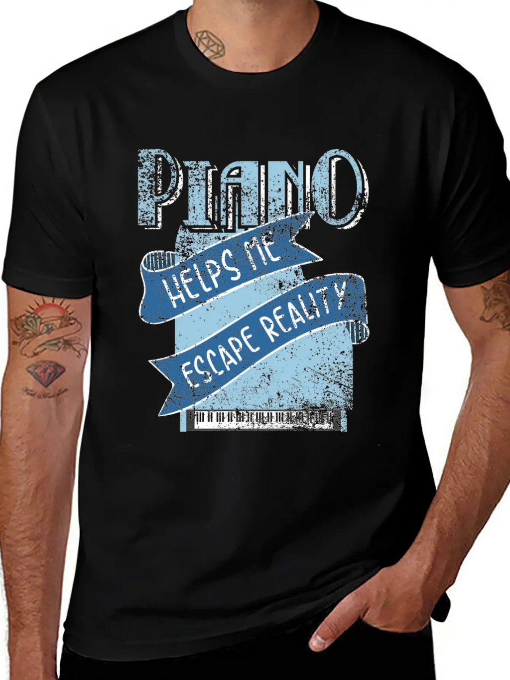 Piano Unisex Short Sleeve Soft Cotton T-Shirt – Casual Everyday Wear