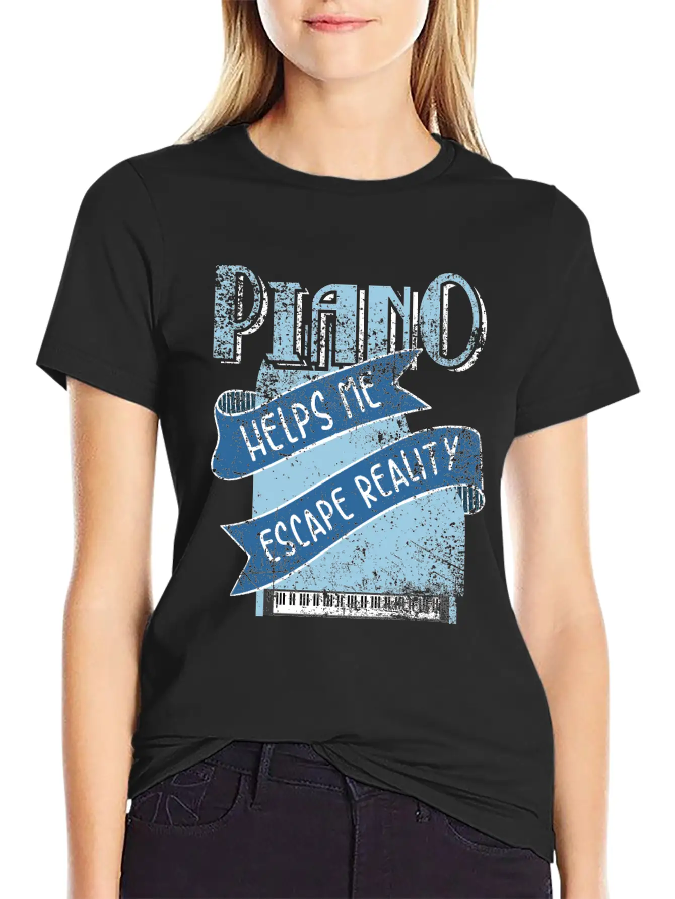 Piano Unisex Short Sleeve Soft Cotton T-Shirt – Casual Everyday Wear