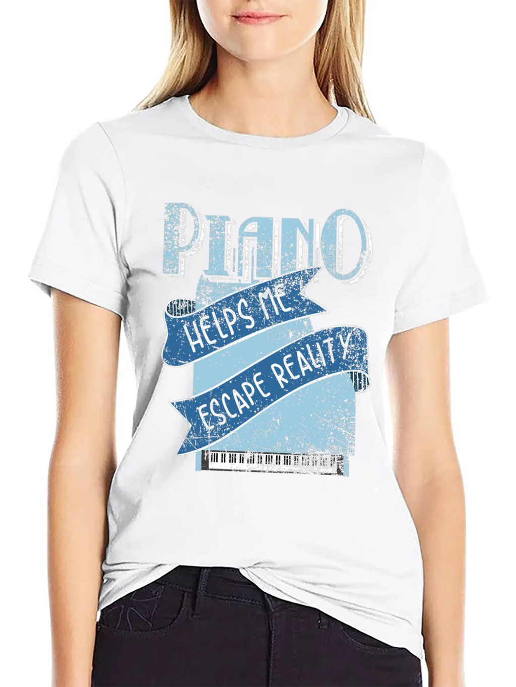 Piano Unisex Short Sleeve Soft Cotton T-Shirt – Casual Everyday Wear
