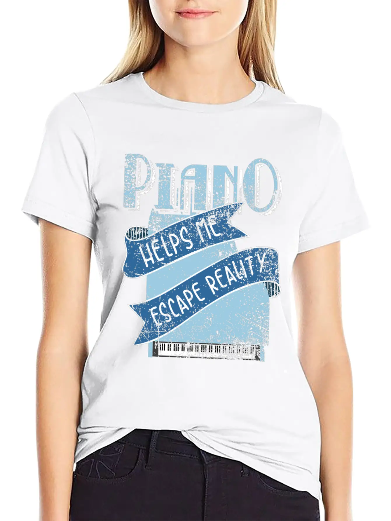 Piano Unisex Short Sleeve Soft Cotton T-Shirt – Casual Everyday Wear