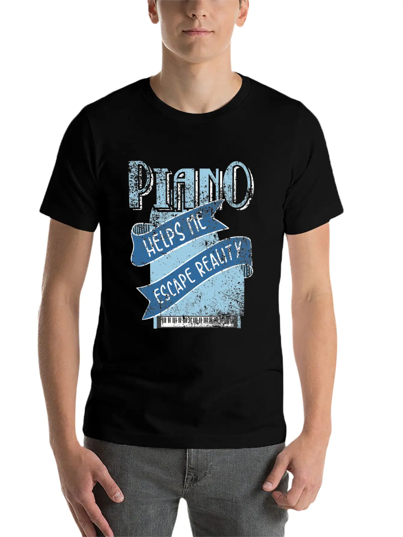 Piano Unisex Short Sleeve Soft Cotton T-Shirt – Casual Everyday Wear