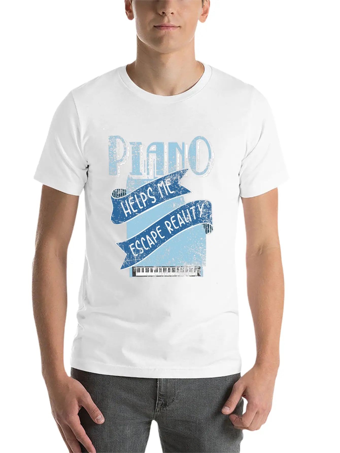 Piano Unisex Short Sleeve Soft Cotton T-Shirt – Casual Everyday Wear