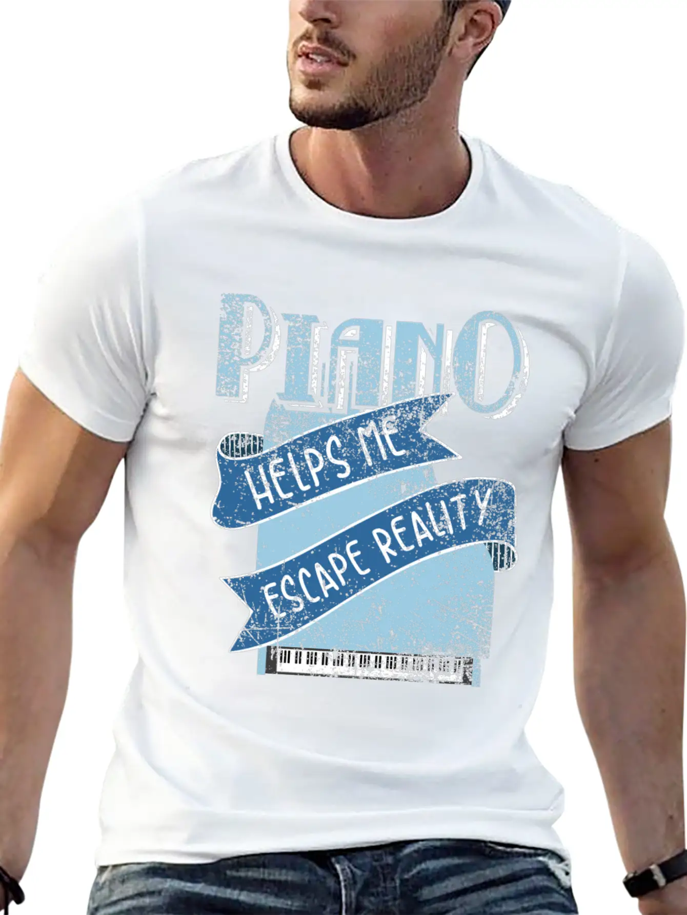 Piano Unisex Short Sleeve Soft Cotton T-Shirt – Casual Everyday Wear