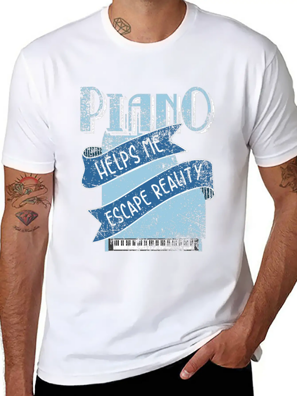 Piano Unisex Short Sleeve Soft Cotton T-Shirt – Casual Everyday Wear