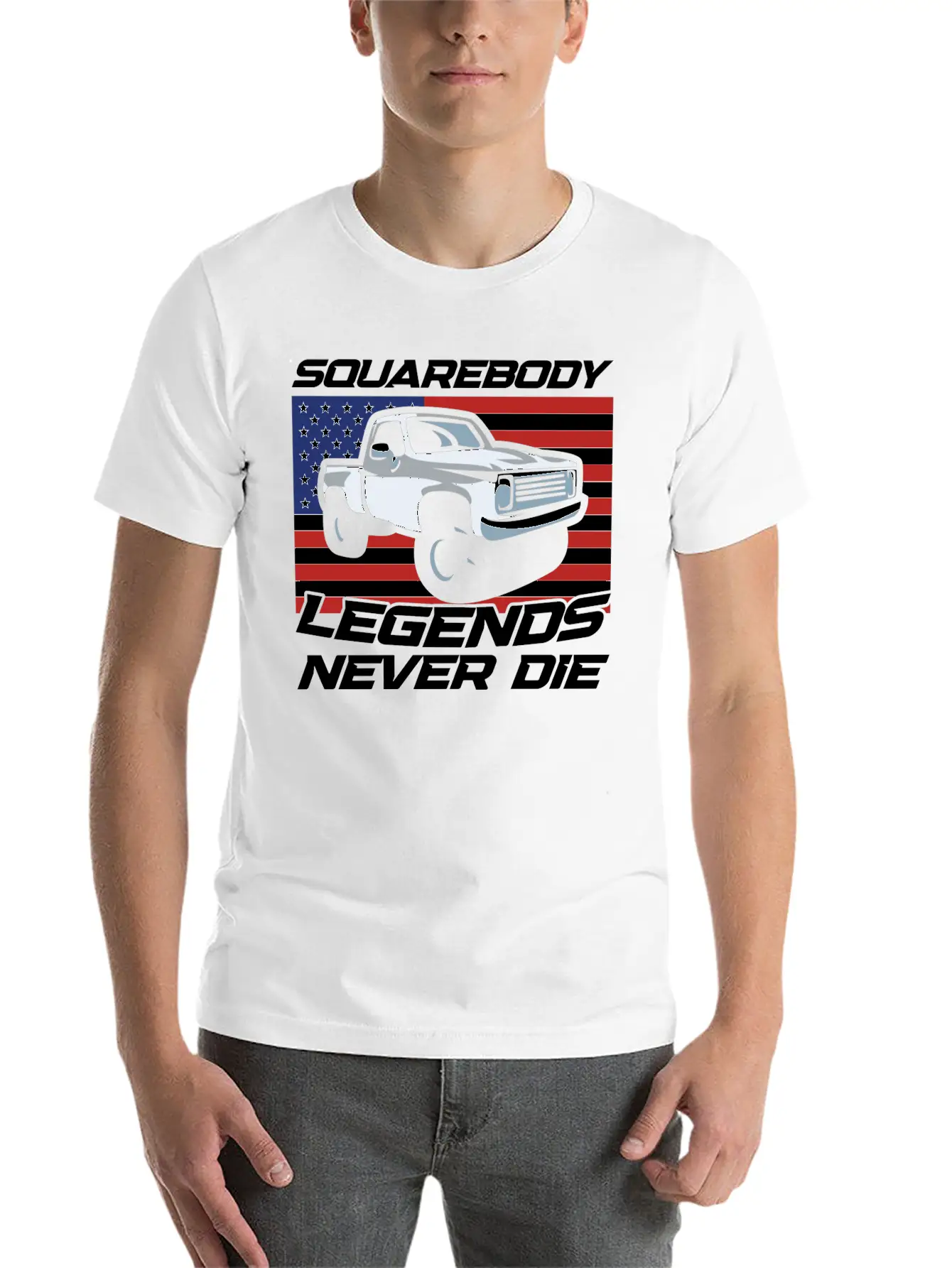 Pick Up Squarebody Truck Pickup Truck 4x4 Essential Cotton Tee For Daily Outfits – Unisex Style
